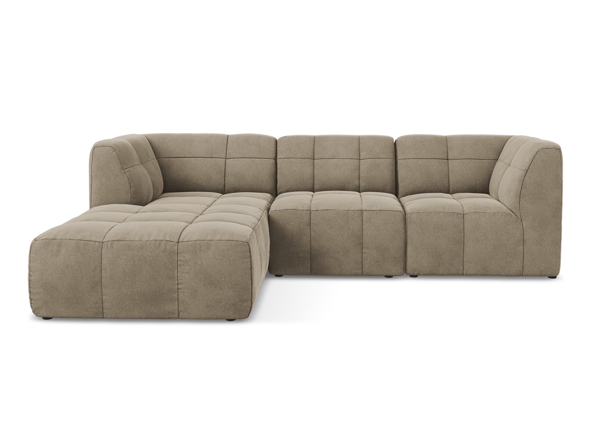 Modularer Samt-Ecksofa linksseitig 3-sitzig ALOHA beige