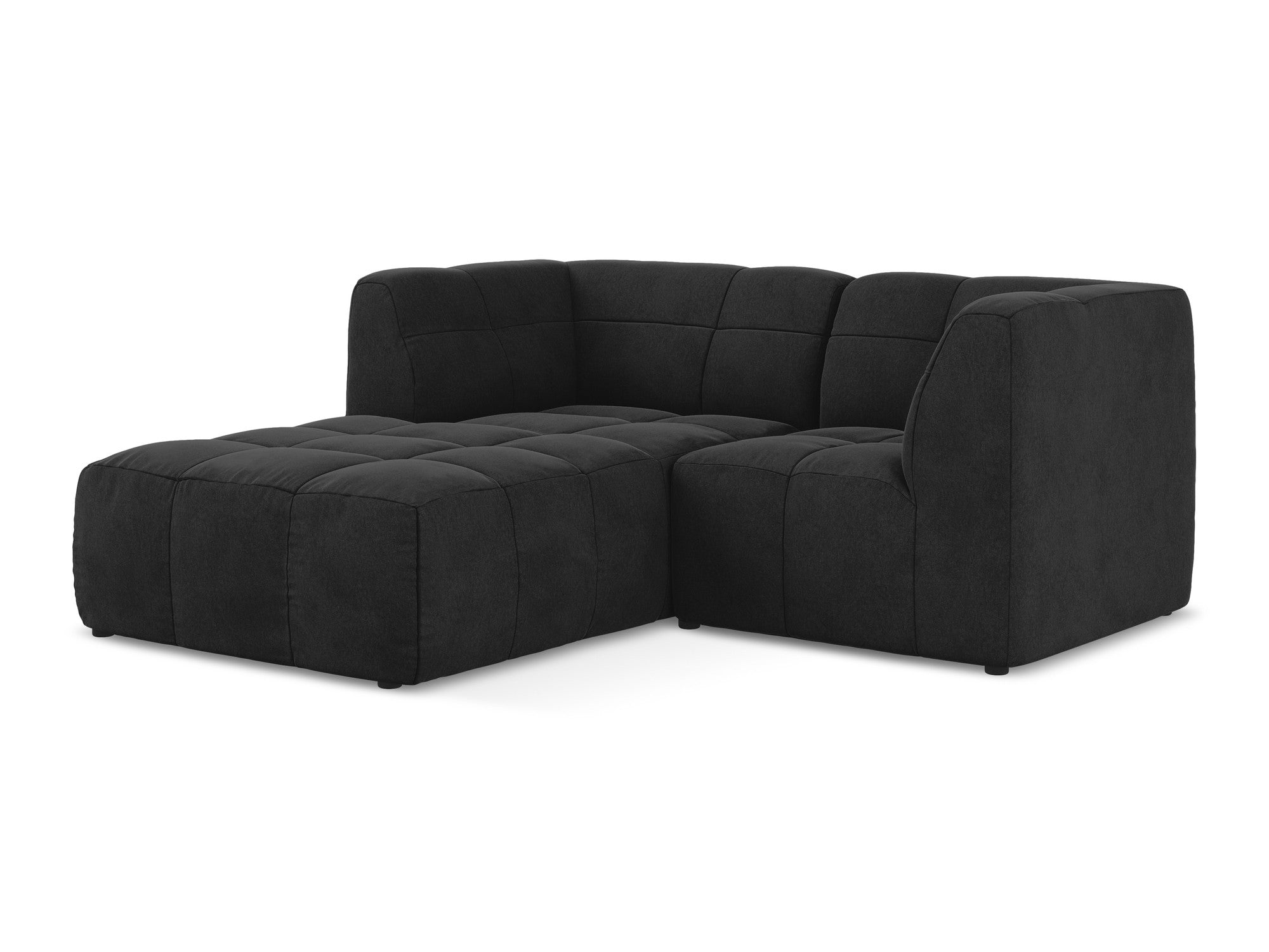 Modularer Samt-Ecksofa linksseitig für 2 Personen ALOHA schwarz
