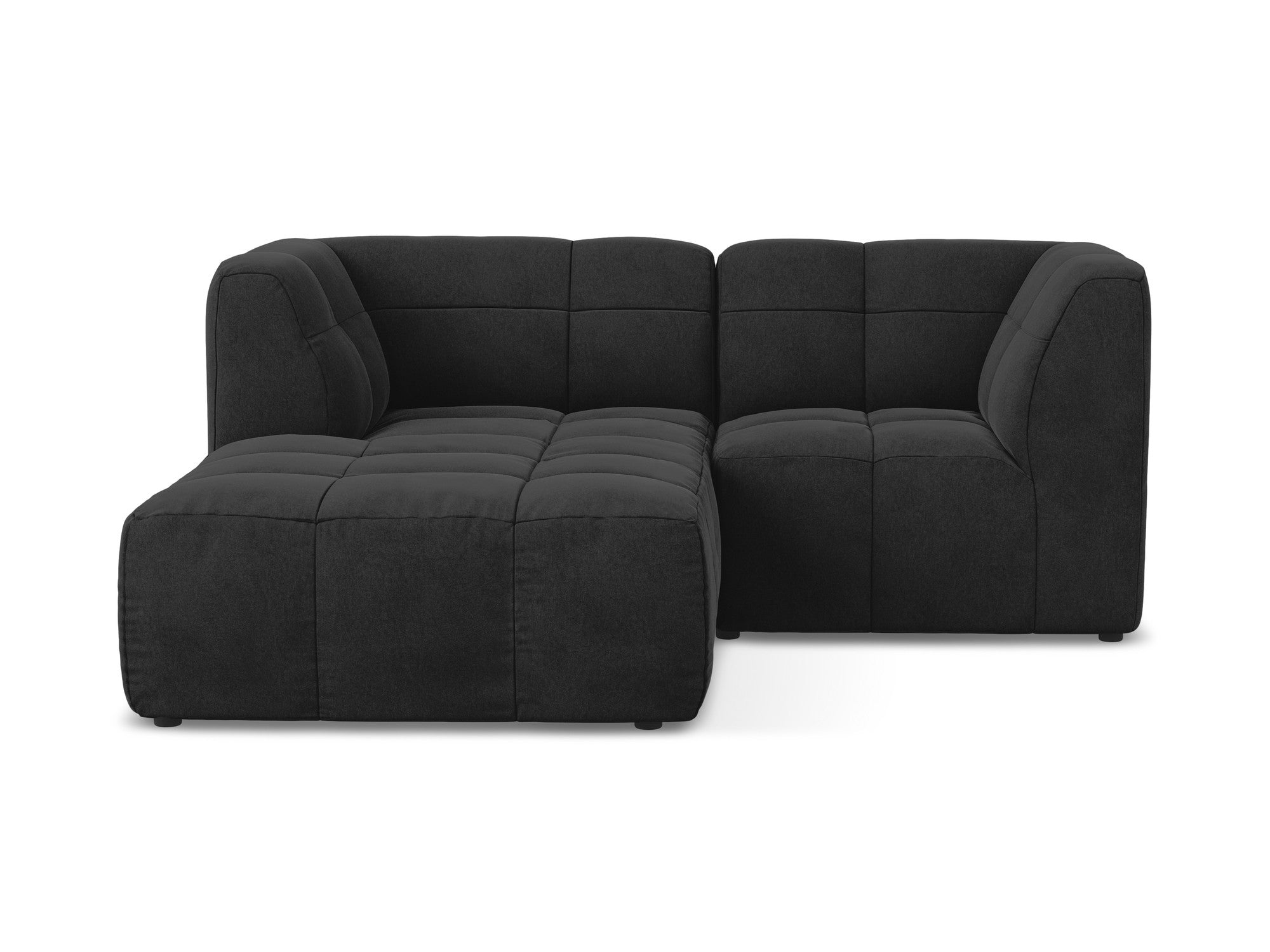 Modularer Samt-Ecksofa linksseitig für 2 Personen ALOHA schwarz