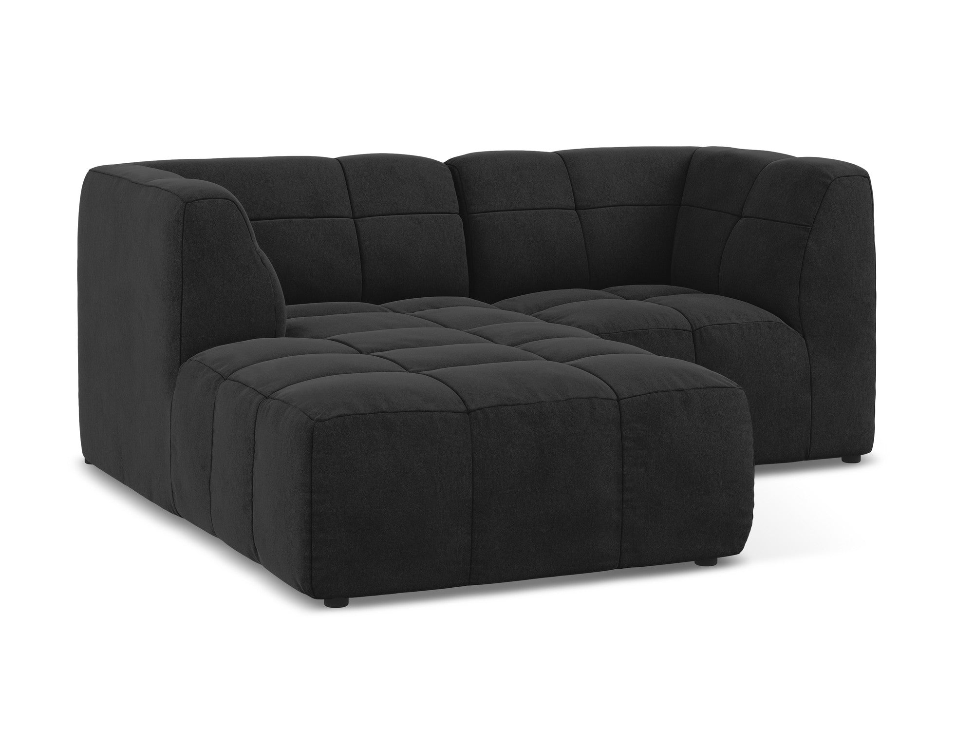 Modularer Samt-Ecksofa linksseitig für 2 Personen ALOHA schwarz