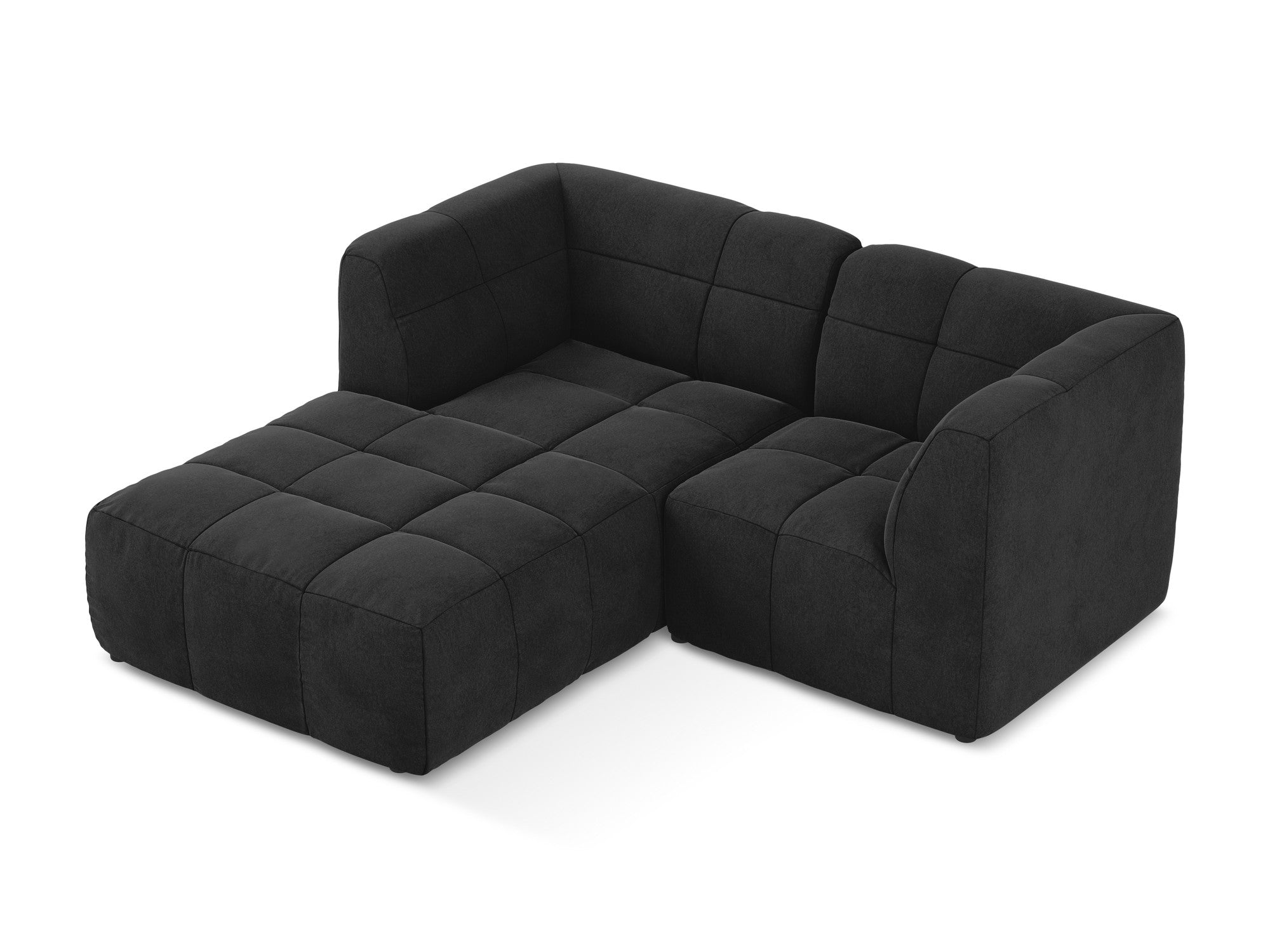 Modularer Samt-Ecksofa linksseitig für 2 Personen ALOHA schwarz