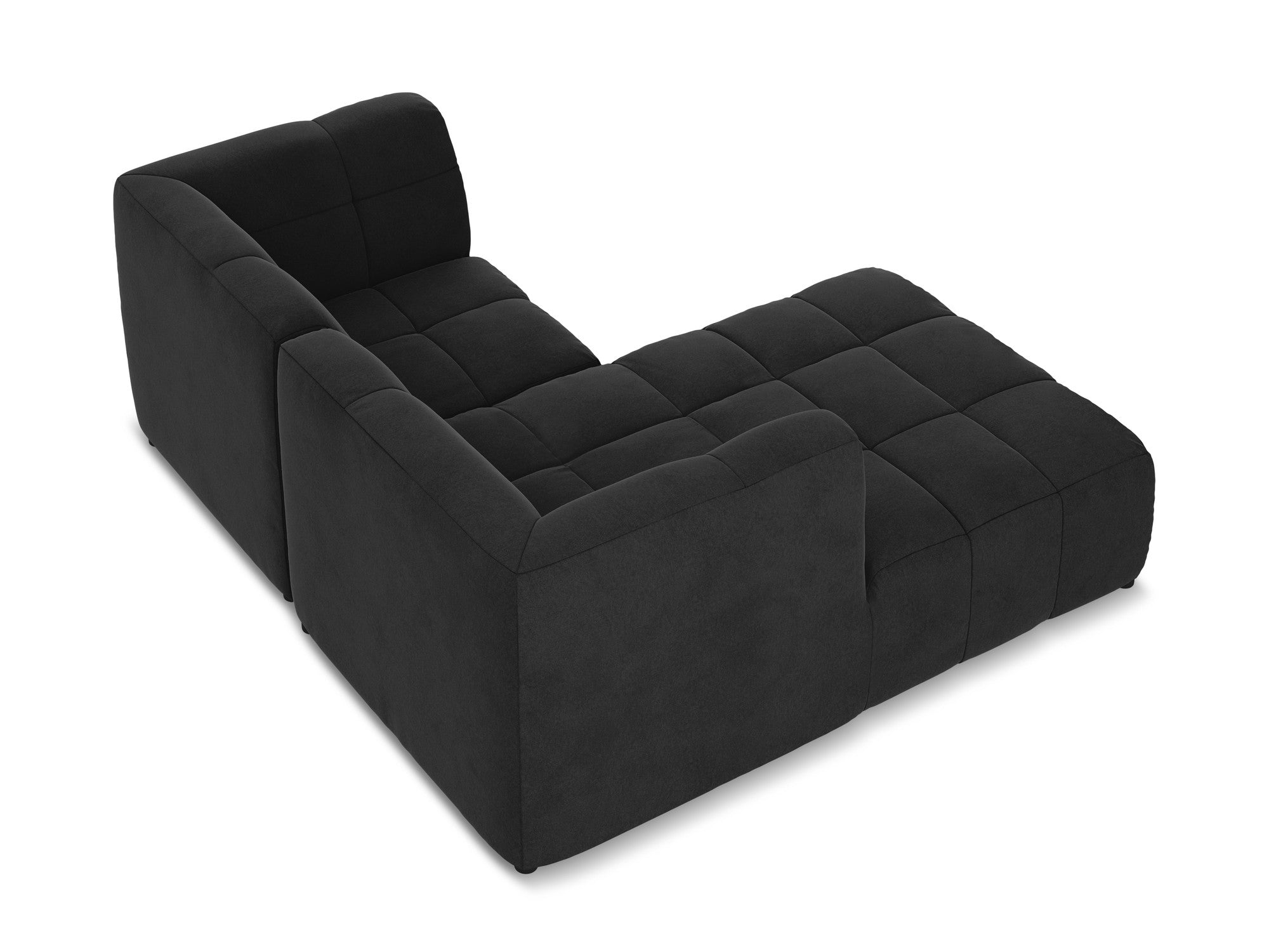 Modularer Samt-Ecksofa linksseitig für 2 Personen ALOHA schwarz