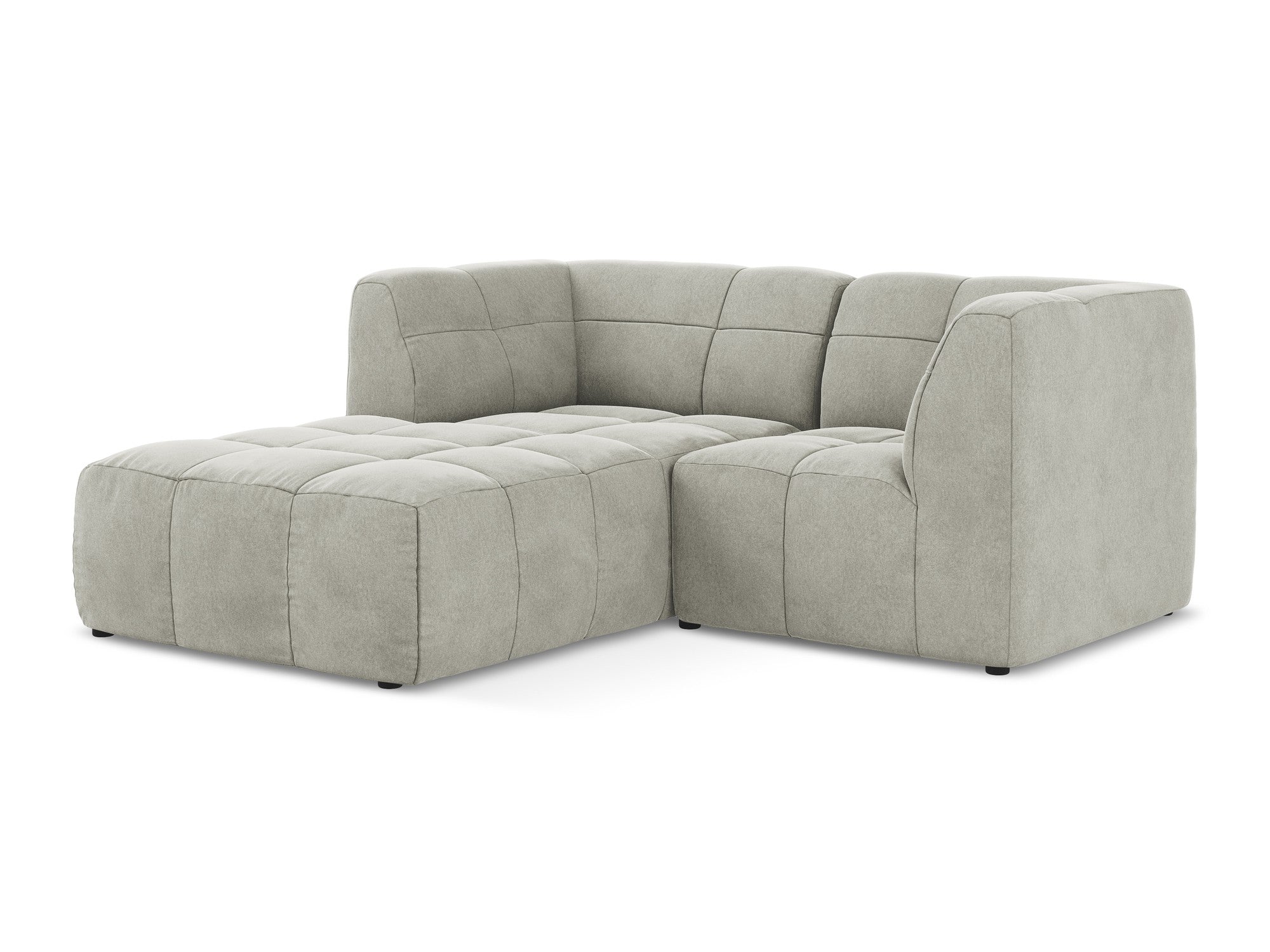 Left-facing velvet modular sofa for 2 people ALOHA light gray