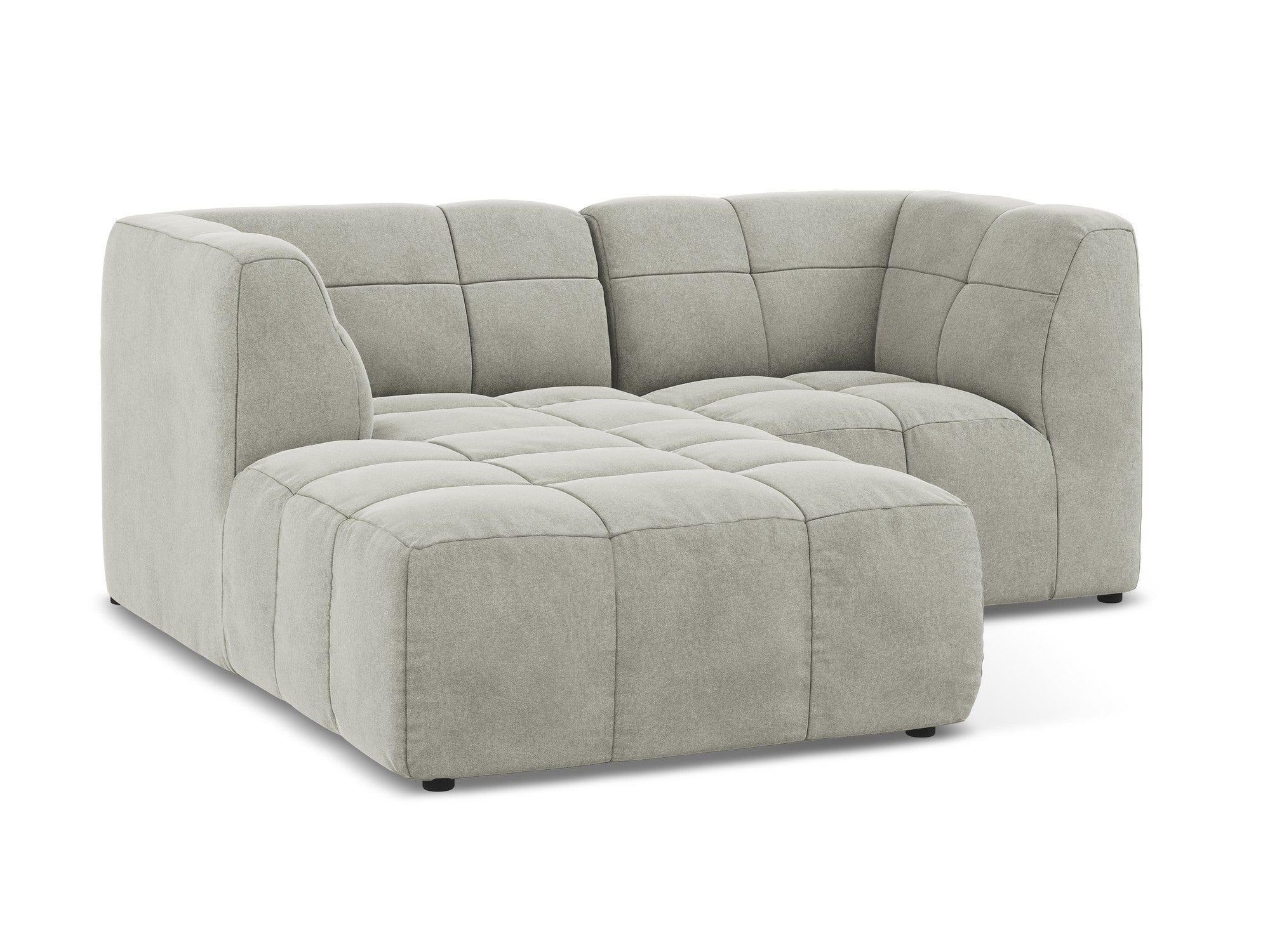 Left-facing velvet modular sofa for 2 people ALOHA light gray