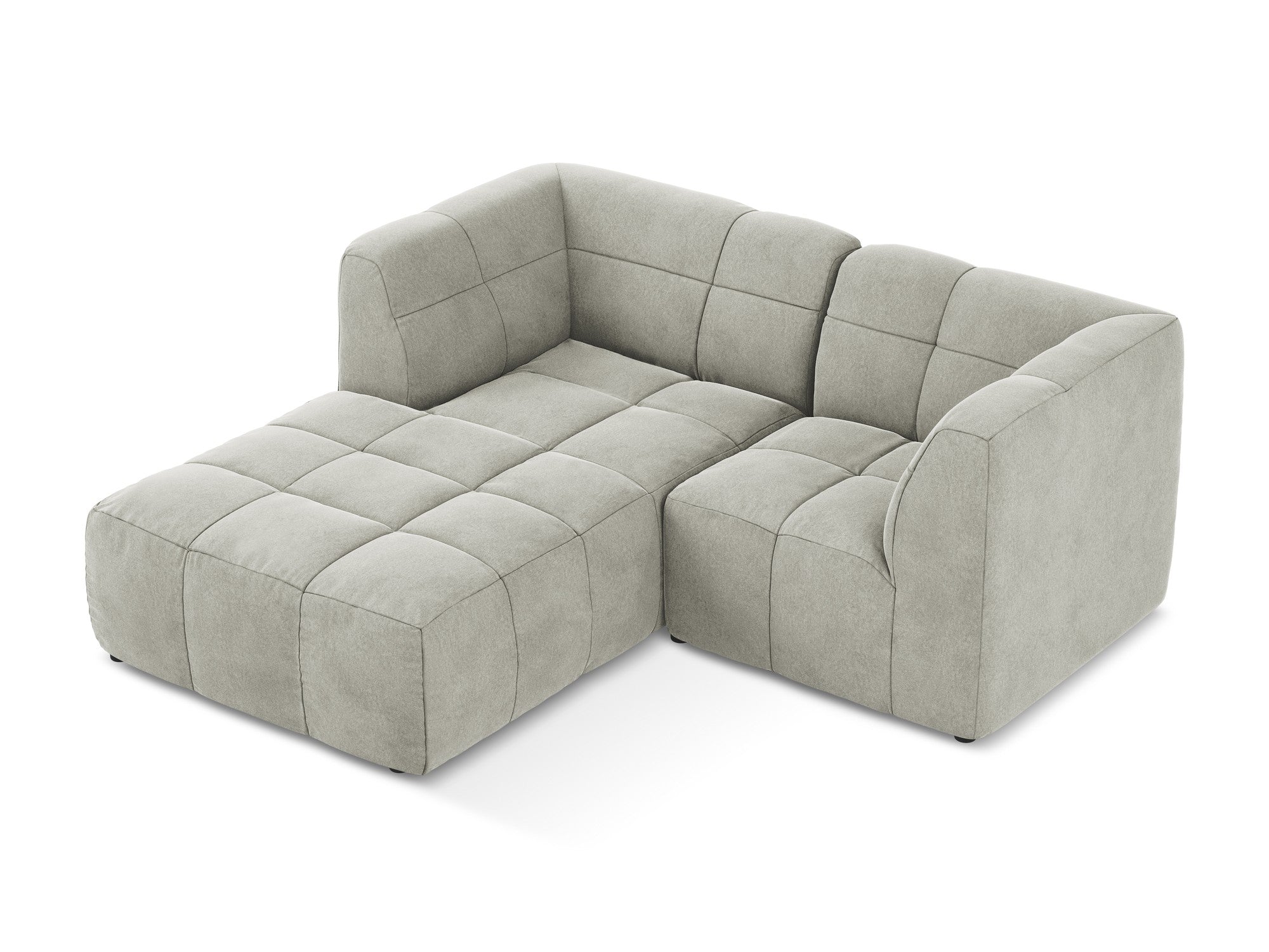 Left-facing velvet modular sofa for 2 people ALOHA light gray