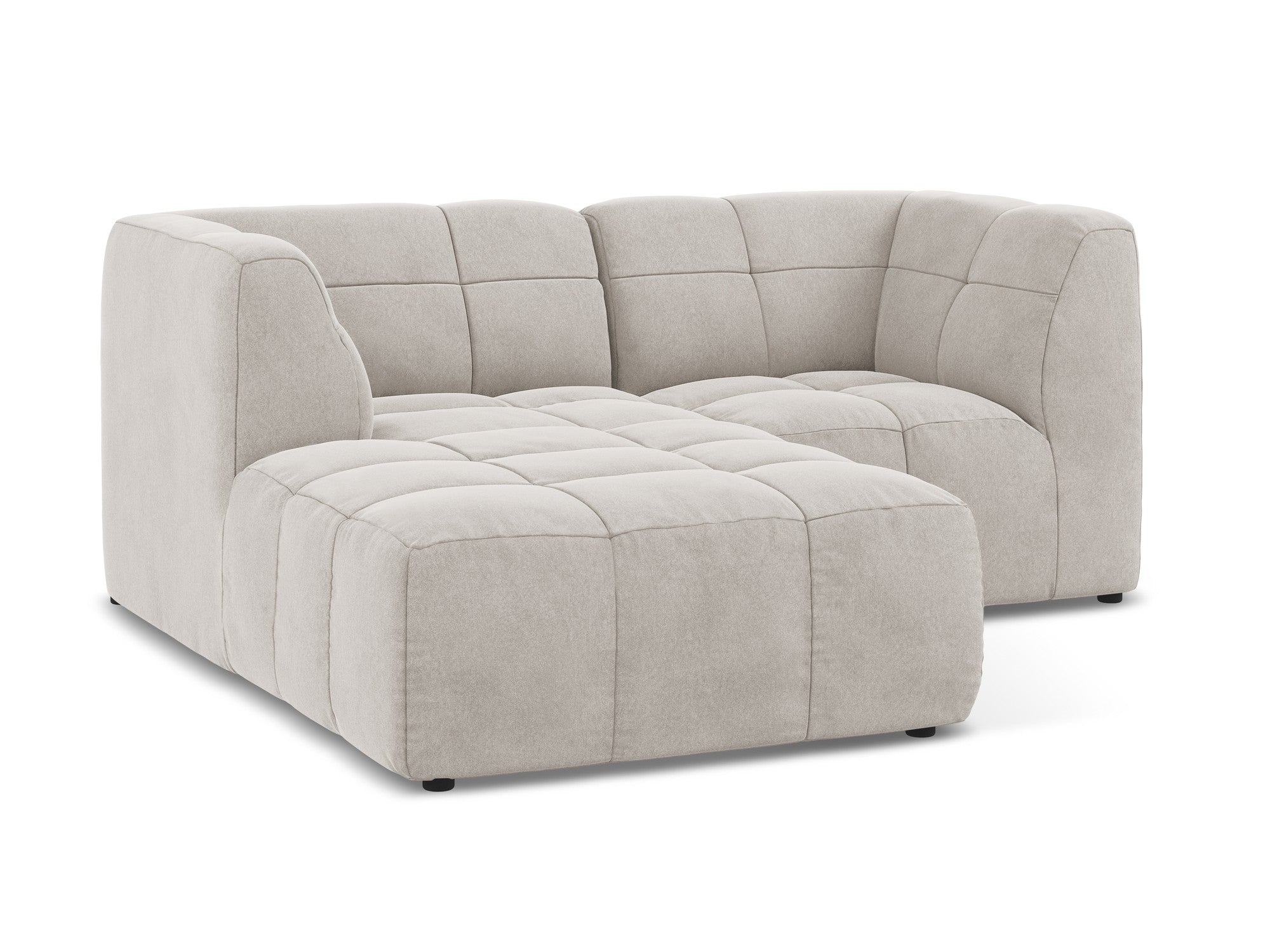 Left-facing velvet modular sofa for 2 people ALOHA in light beige