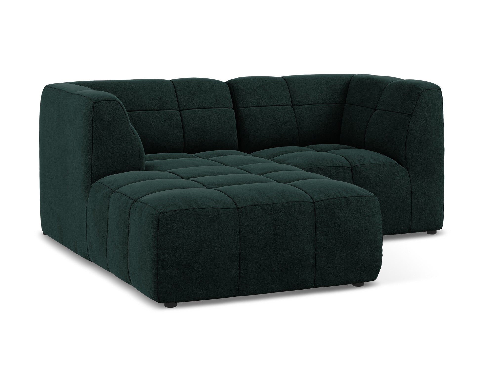 Modularer Samt-Ecksofa linksseitig für 2 Personen ALOHA graugrün
