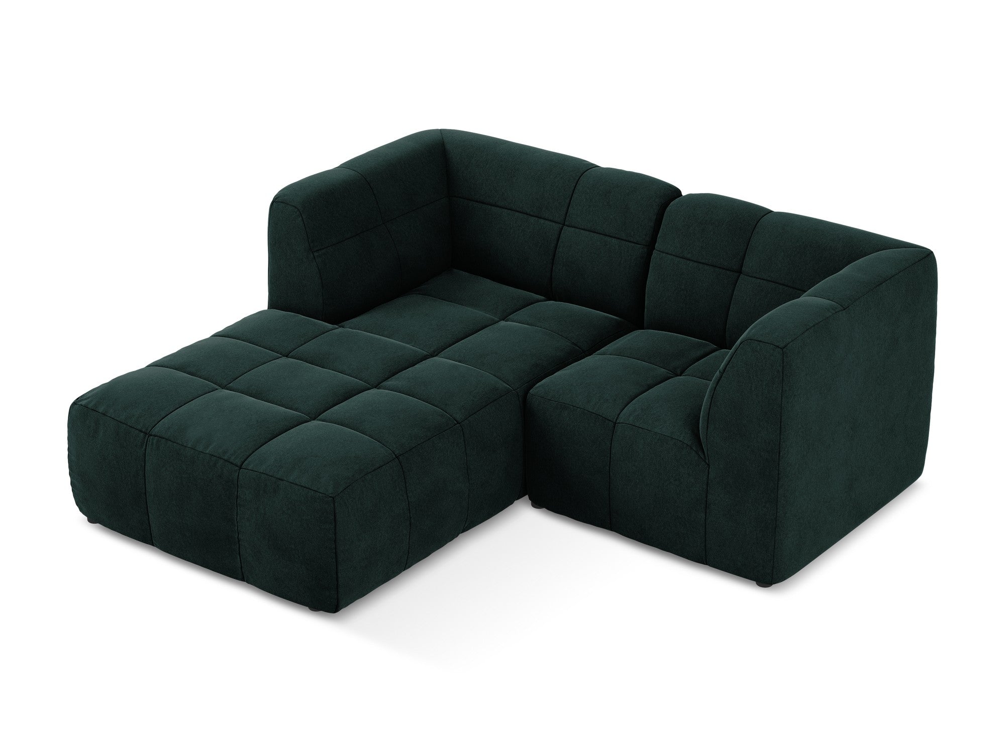 Modularer Samt-Ecksofa linksseitig für 2 Personen ALOHA graugrün