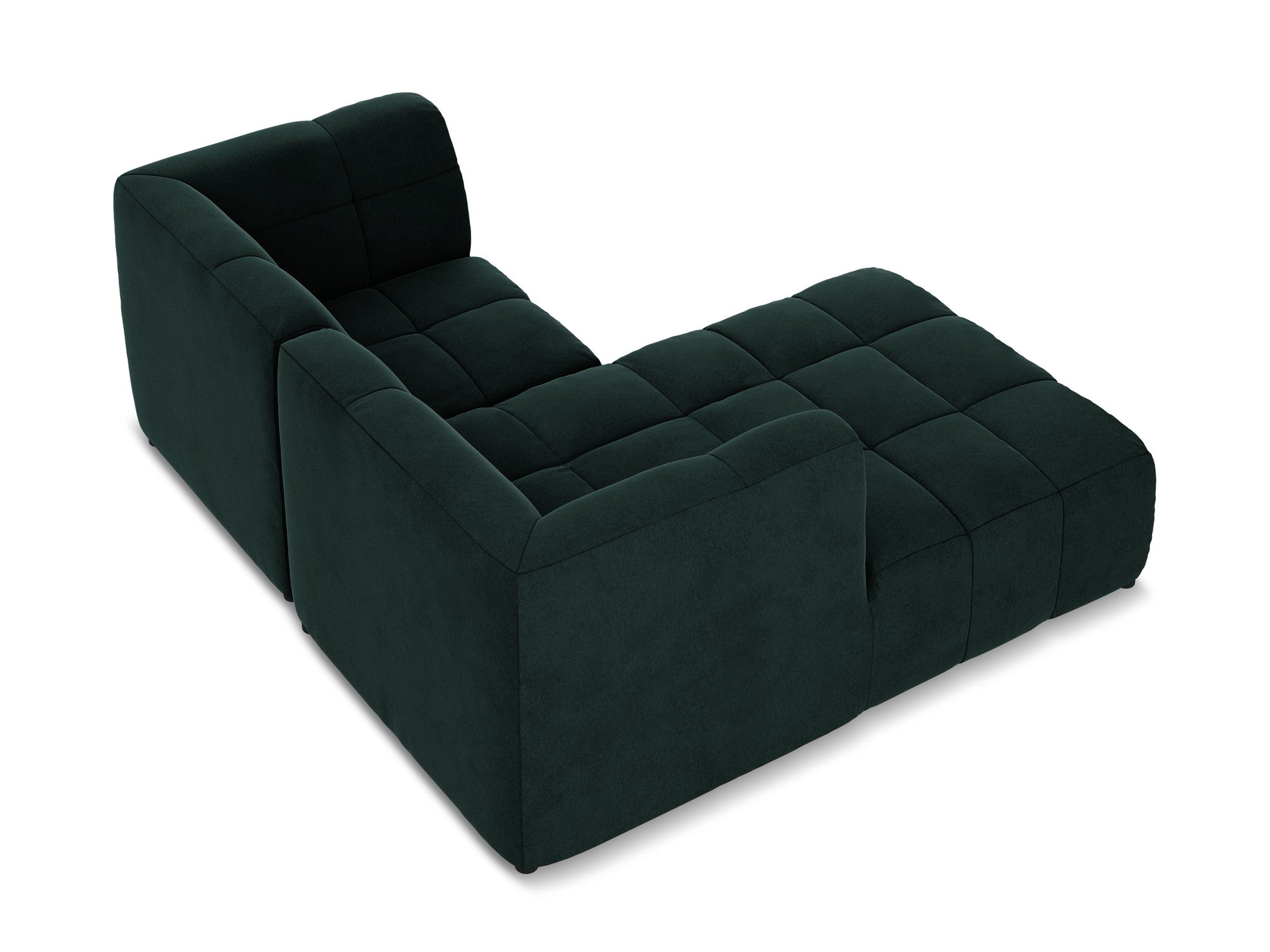 Modularer Samt-Ecksofa linksseitig für 2 Personen ALOHA graugrün