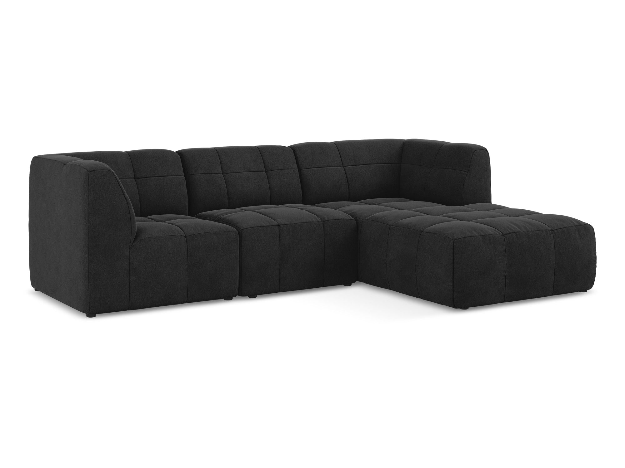Modularer Samt-Ecksofa rechtsseitig für 3 Personen ALOHA schwarz