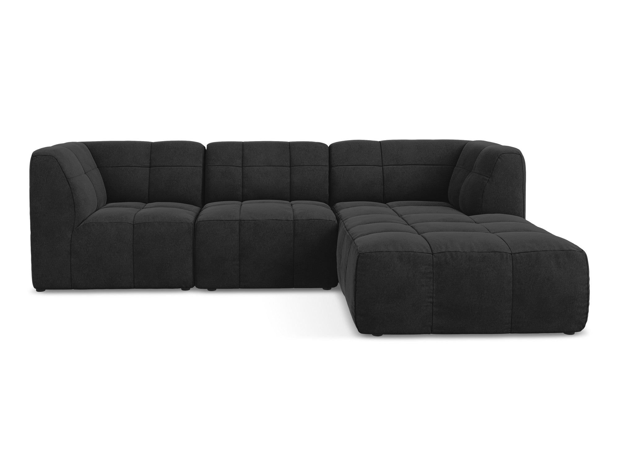 Modularer Samt-Ecksofa rechtsseitig für 3 Personen ALOHA schwarz