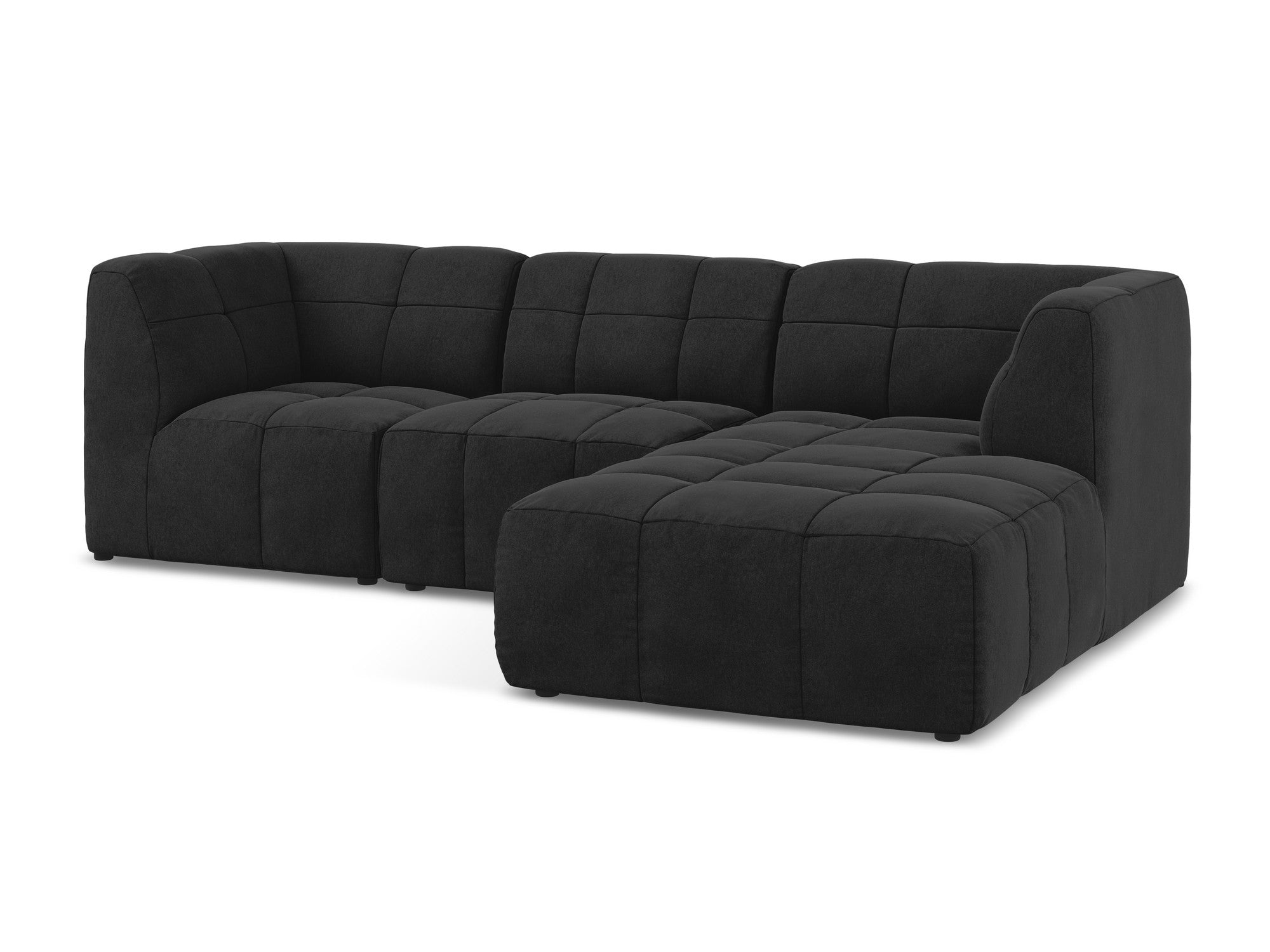 Modularer Samt-Ecksofa rechtsseitig für 3 Personen ALOHA schwarz