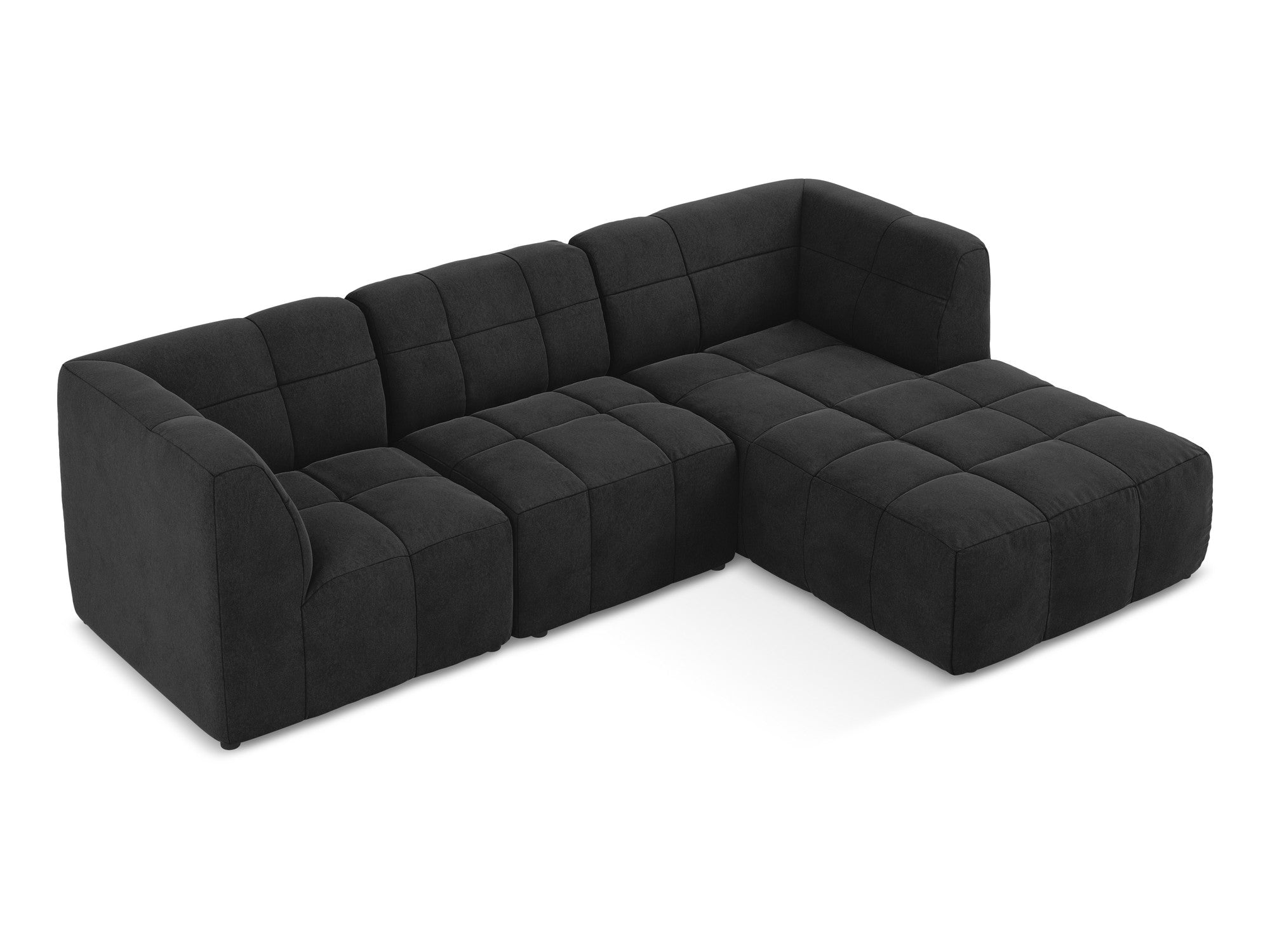 Modularer Samt-Ecksofa rechtsseitig für 3 Personen ALOHA schwarz