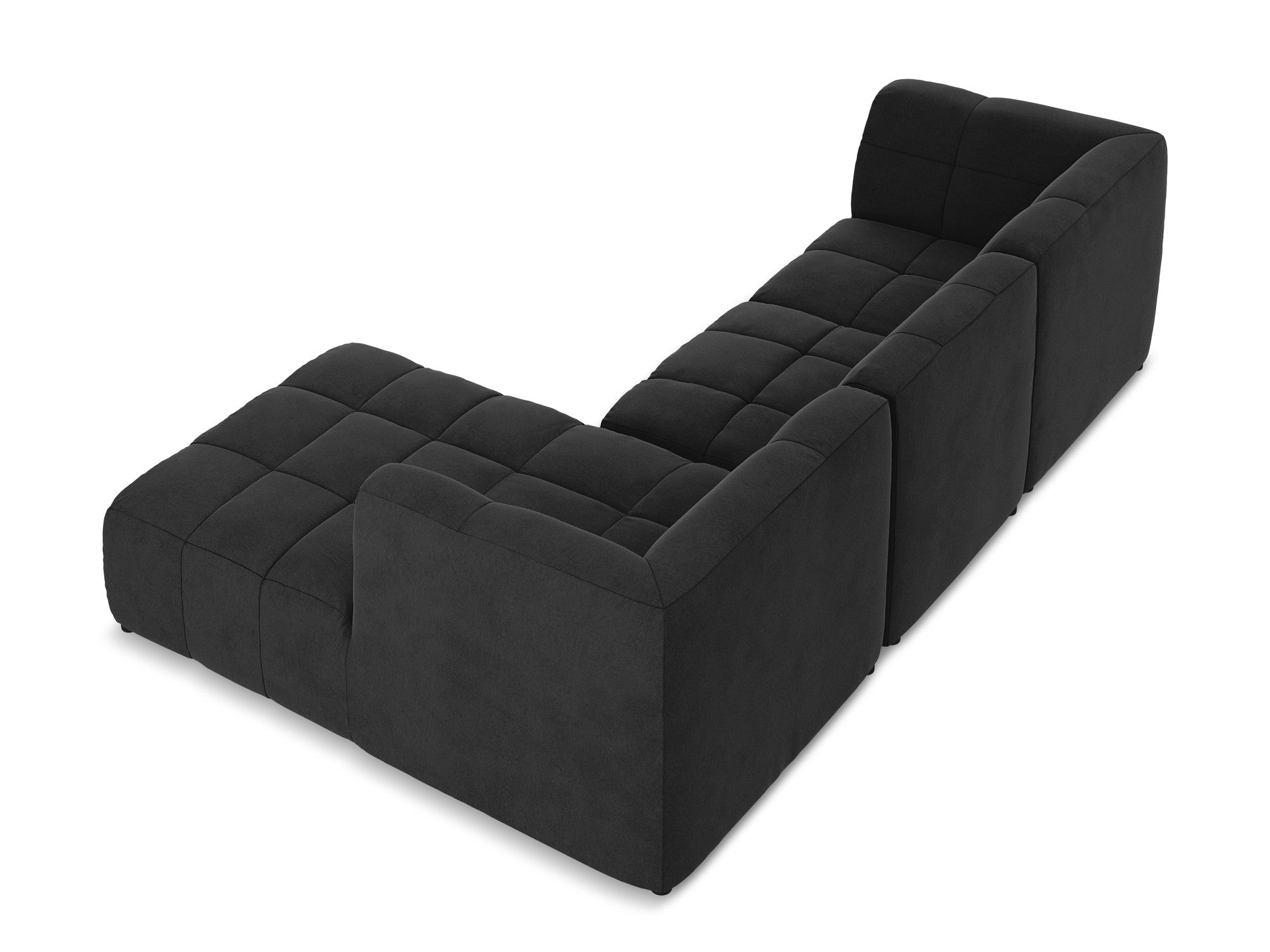 Modularer Samt-Ecksofa rechtsseitig für 3 Personen ALOHA schwarz