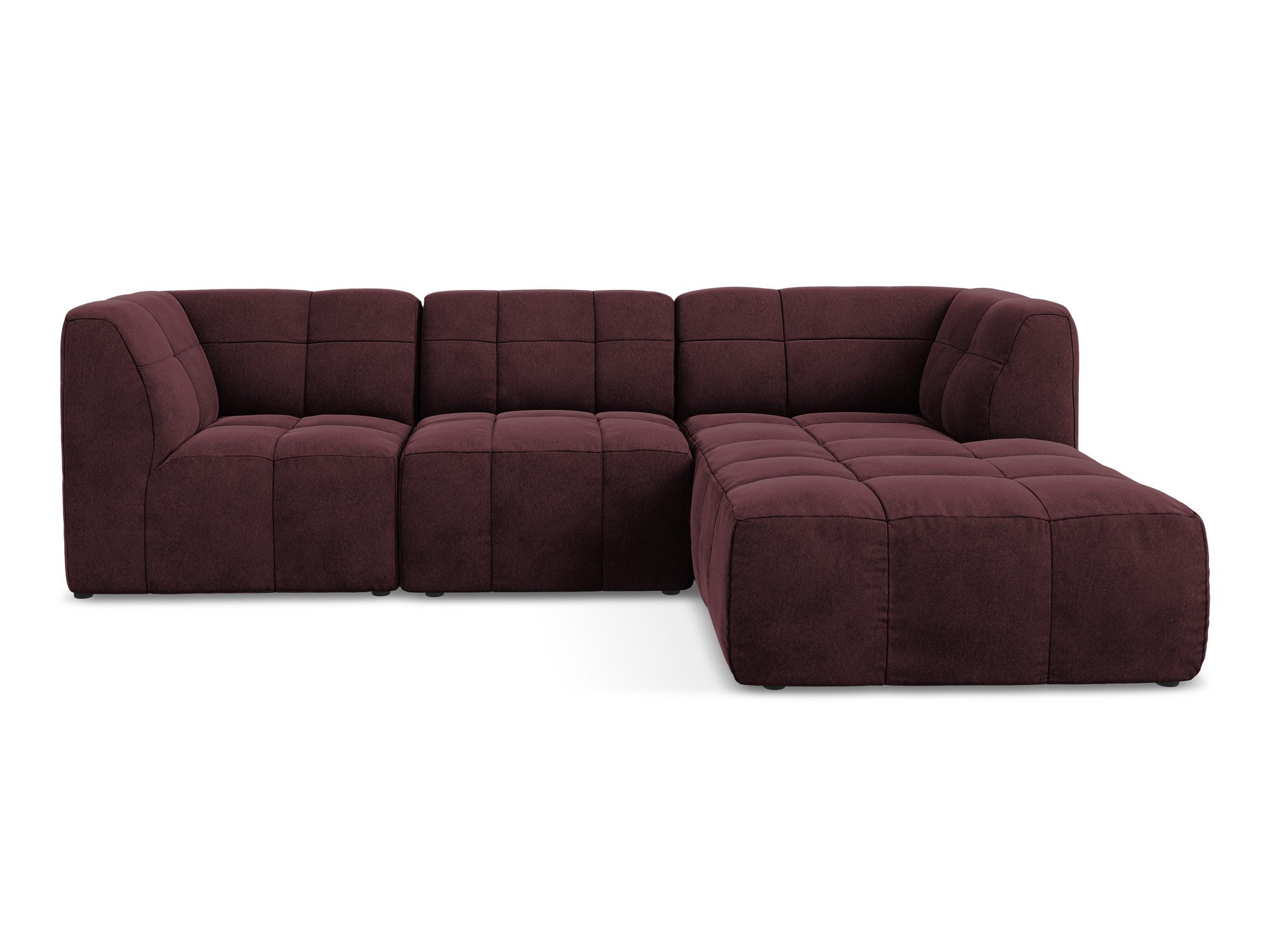 Modularer Samt-Ecksofa rechtsseitig 3-sitzig ALOHA burgunderrot
