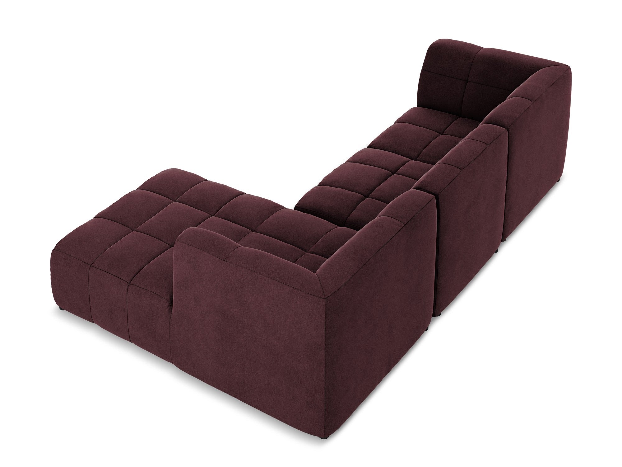 Modularer Samt-Ecksofa rechtsseitig 3-sitzig ALOHA burgunderrot