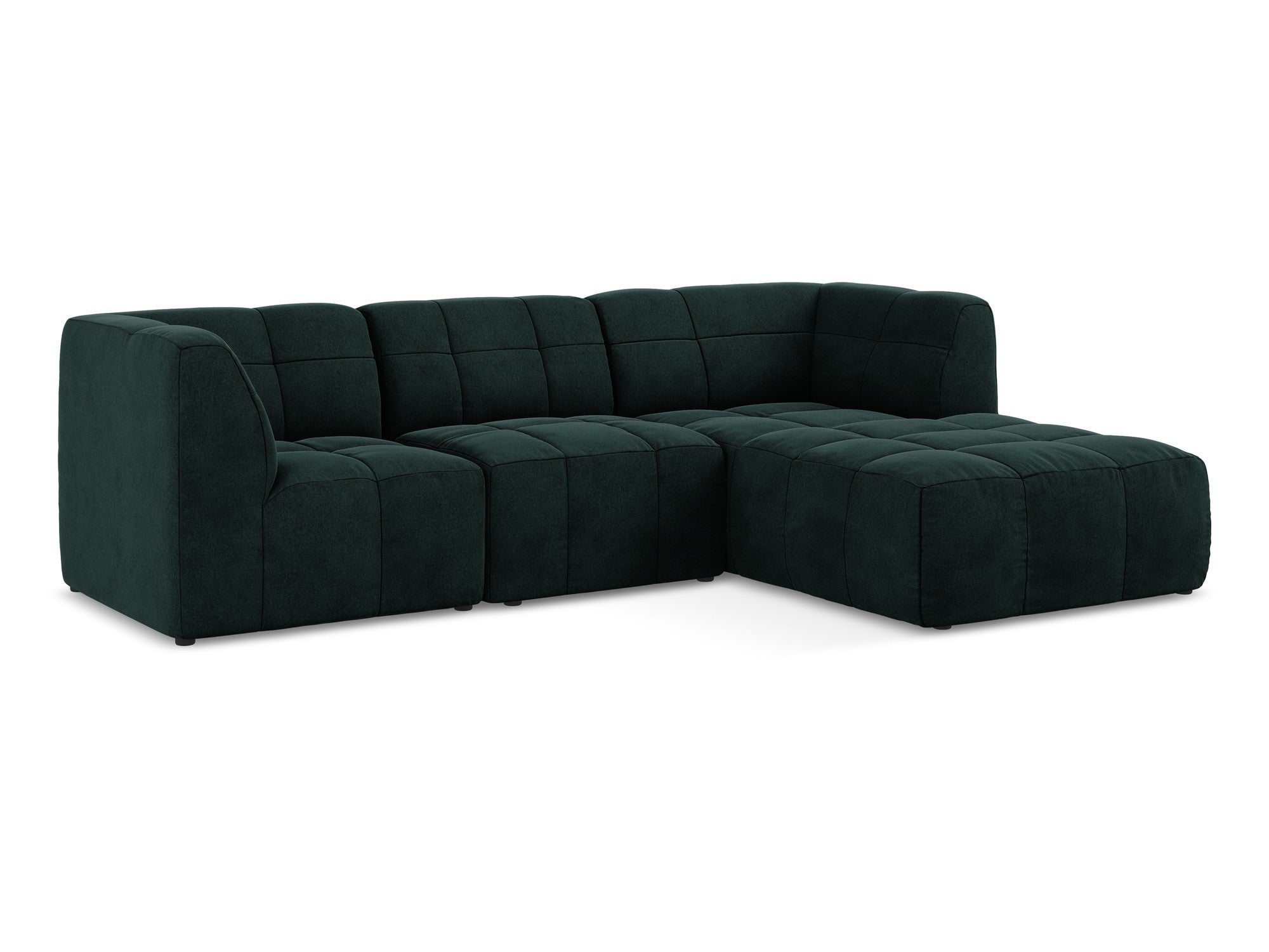 Modularer Samt-Ecksofa rechtsseitig 3-sitzig ALOHA graugrün