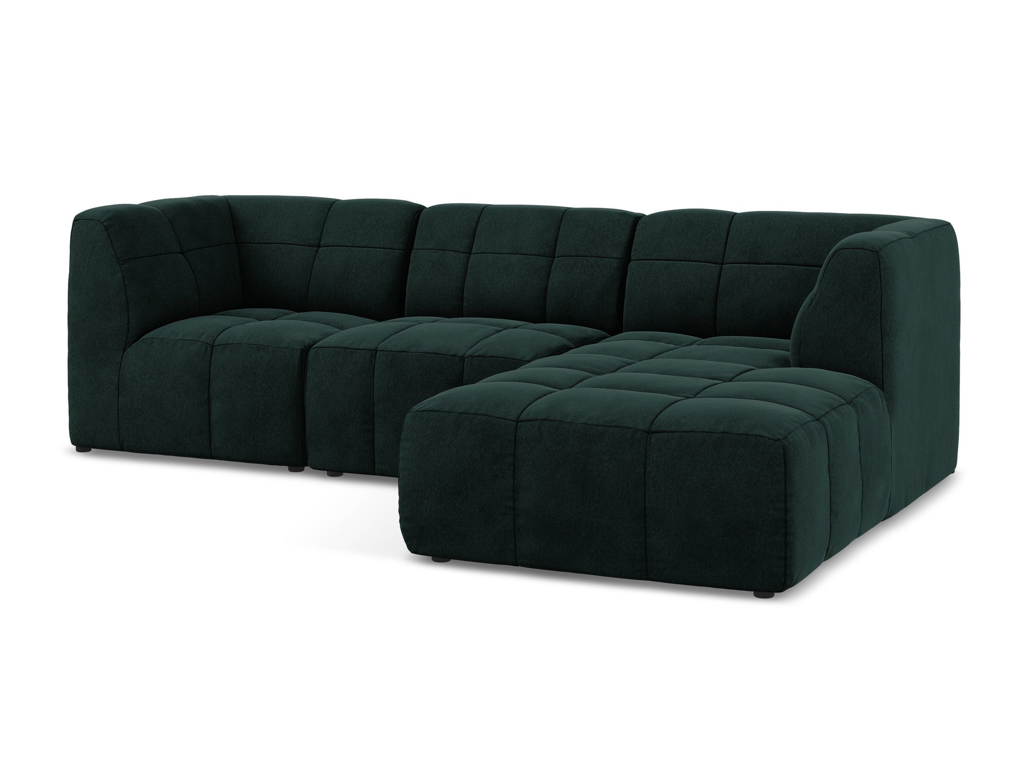 Modularer Samt-Ecksofa rechtsseitig 3-sitzig ALOHA graugrün