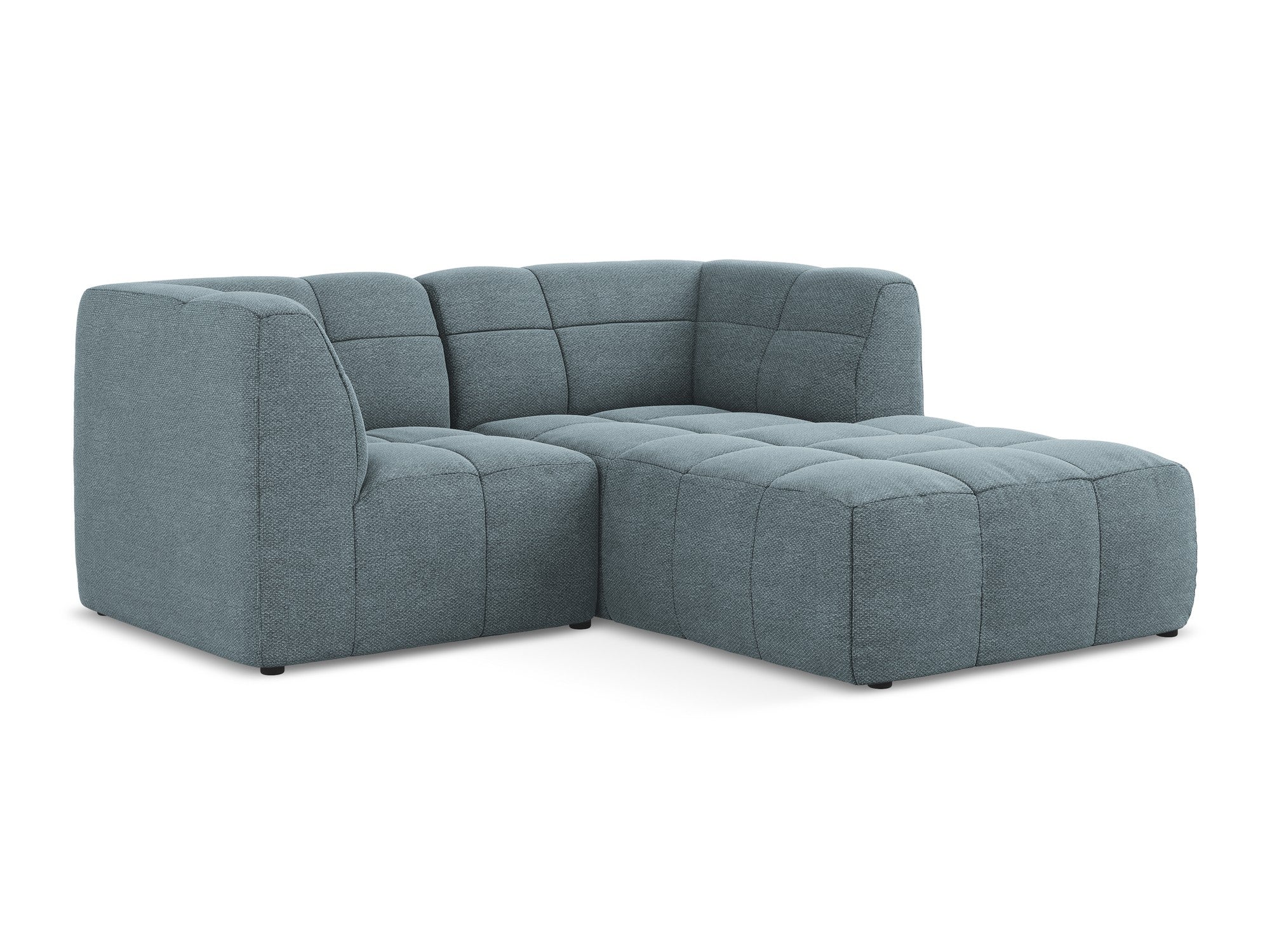 Modulaire rechterhoekbank 2-zits ALOHA in blauwe denim bouclé