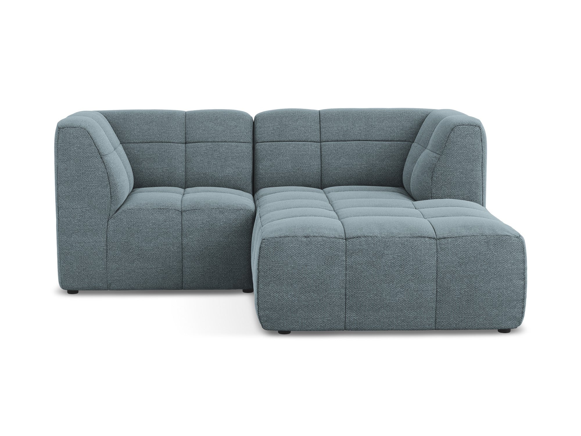 Modulaire rechterhoekbank 2-zits ALOHA in blauwe denim bouclé
