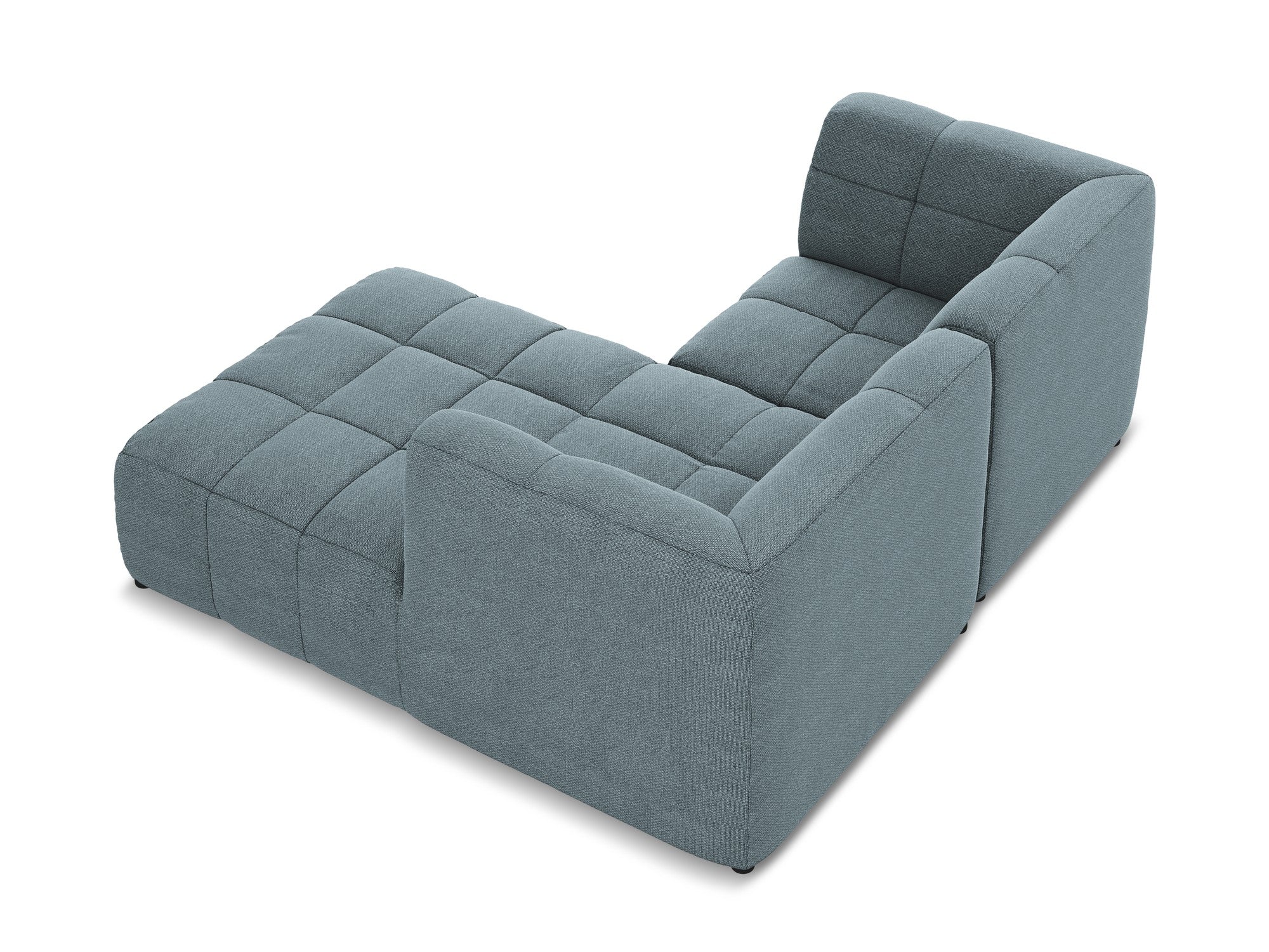 Modulaire rechterhoekbank 2-zits ALOHA in blauwe denim bouclé