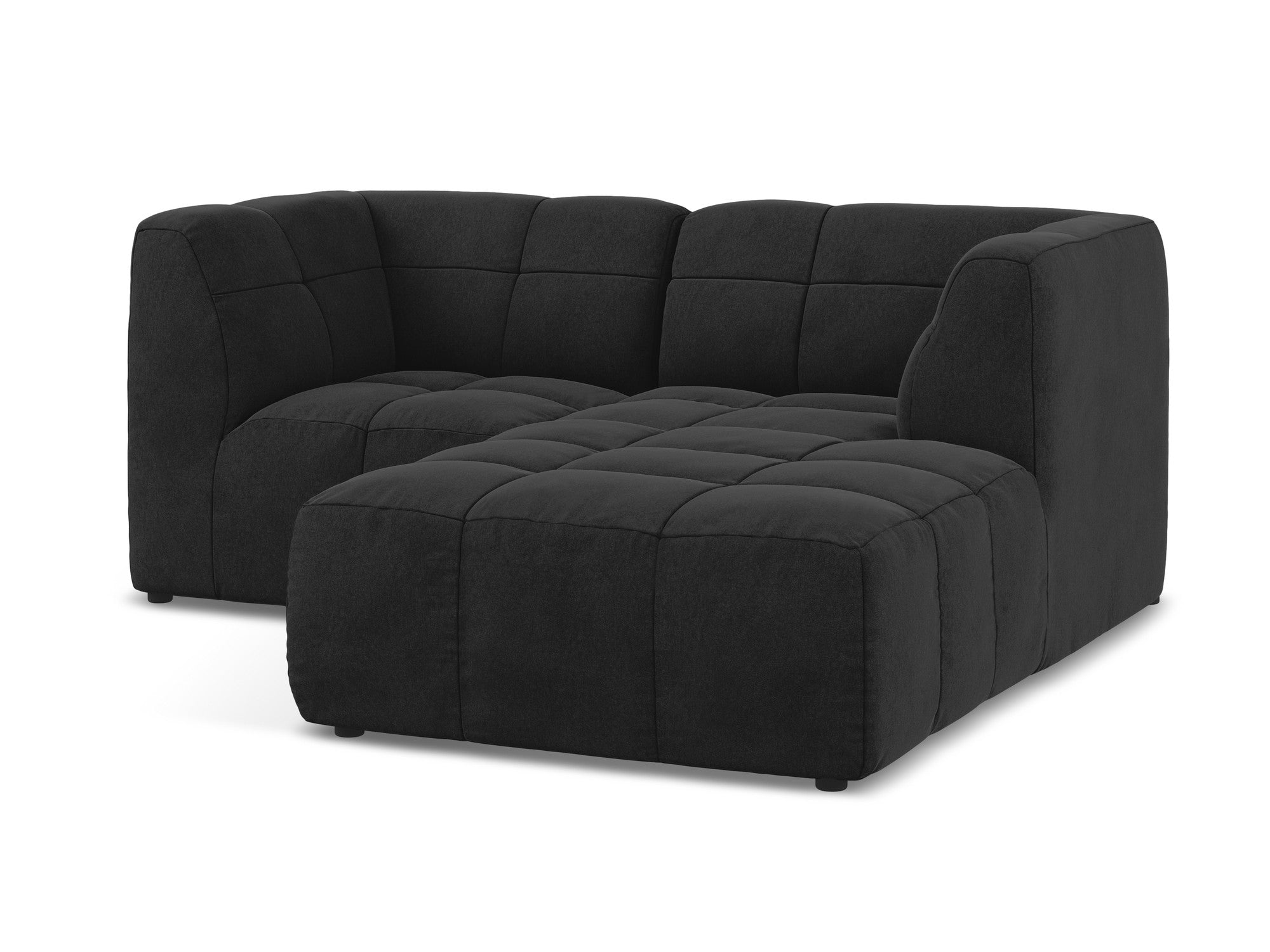 Modularer Samt-Ecksofa rechtsseitig für 2 Personen ALOHA schwarz