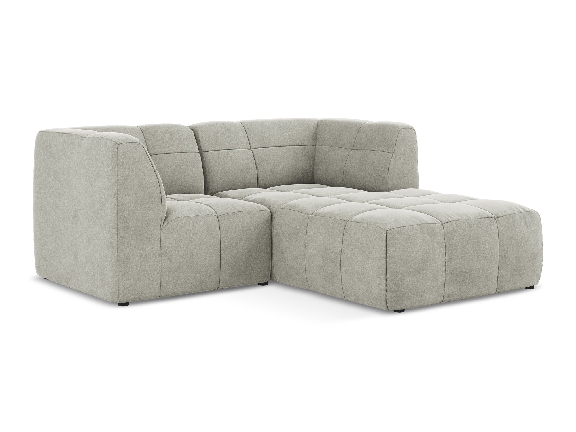Modulaire fluwelen hoekbank rechts 2-zits ALOHA lichtgrijs