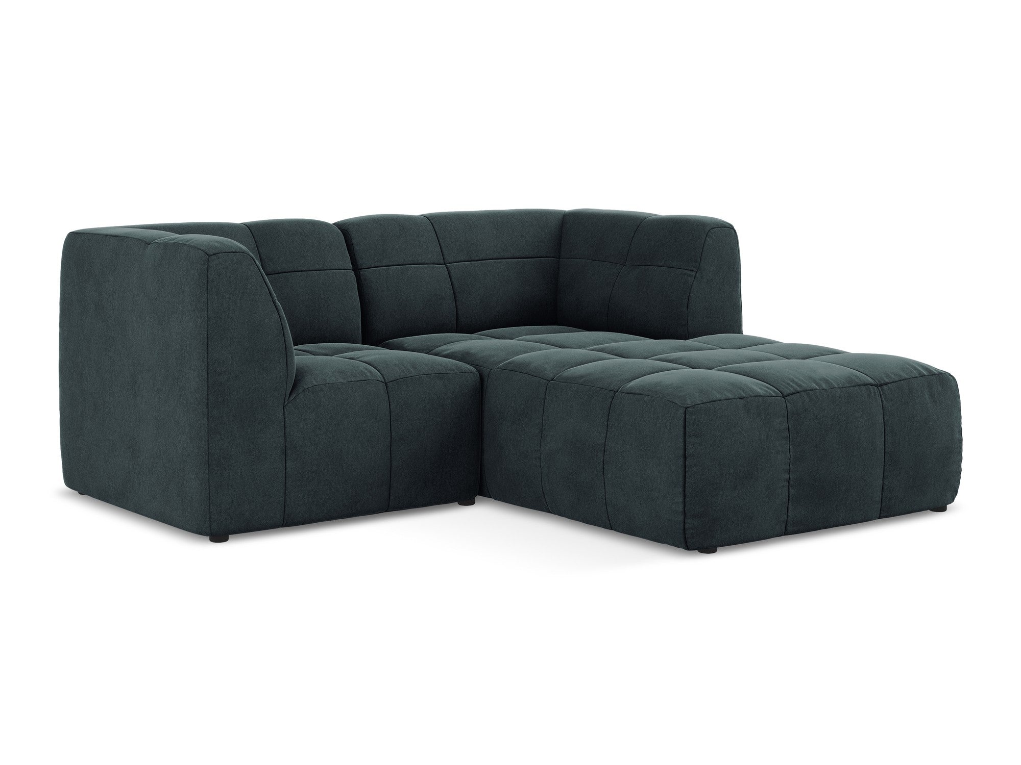 Modularer Samt-Ecksofa rechtsseitig für 2 Personen ALOHA in Meeresgrün