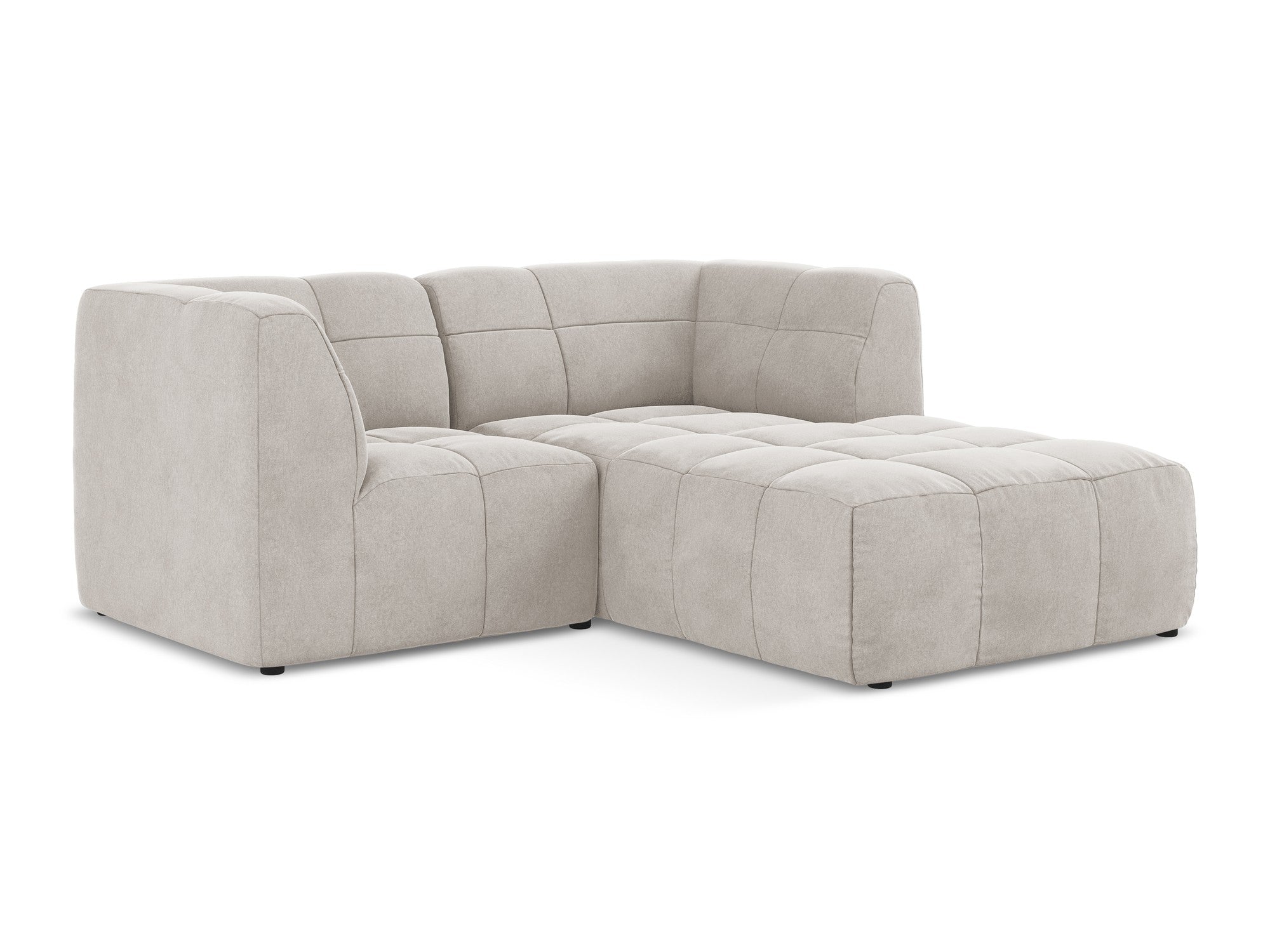 Right-facing velvet modular sofa for 2 people ALOHA light beige