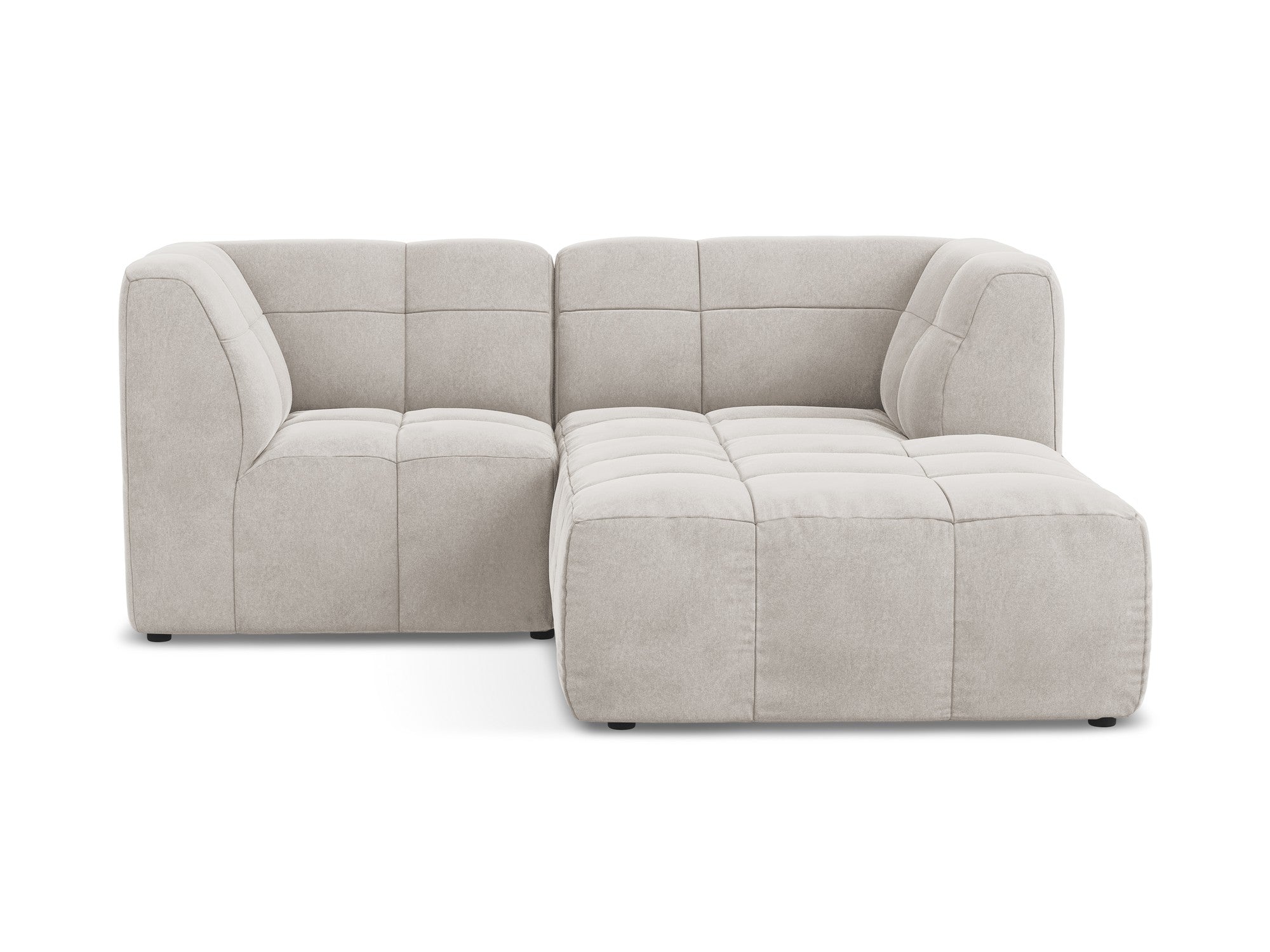 Right-facing velvet modular sofa for 2 people ALOHA light beige
