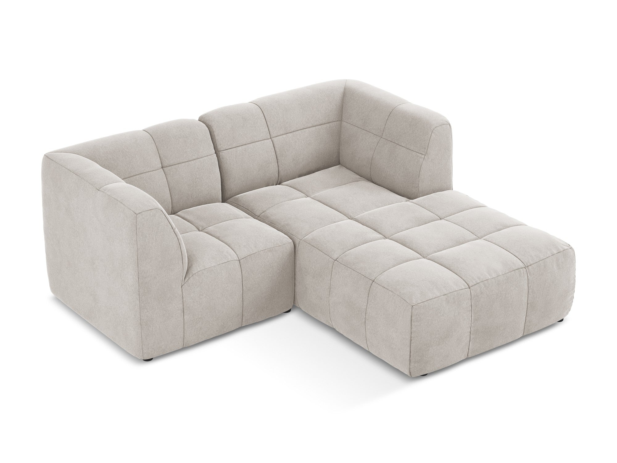 Right-facing velvet modular sofa for 2 people ALOHA light beige