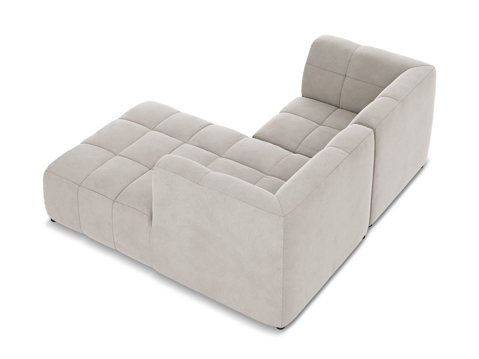 Right-facing velvet modular sofa for 2 people ALOHA light beige