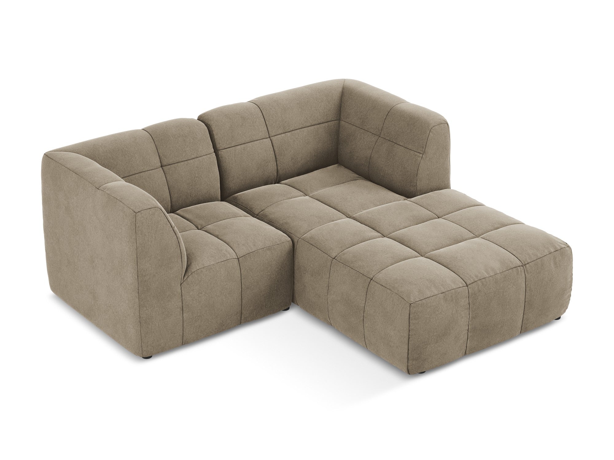 Modularer Samt-Ecksofa rechtsseitig 2-sitzig ALOHA beige
