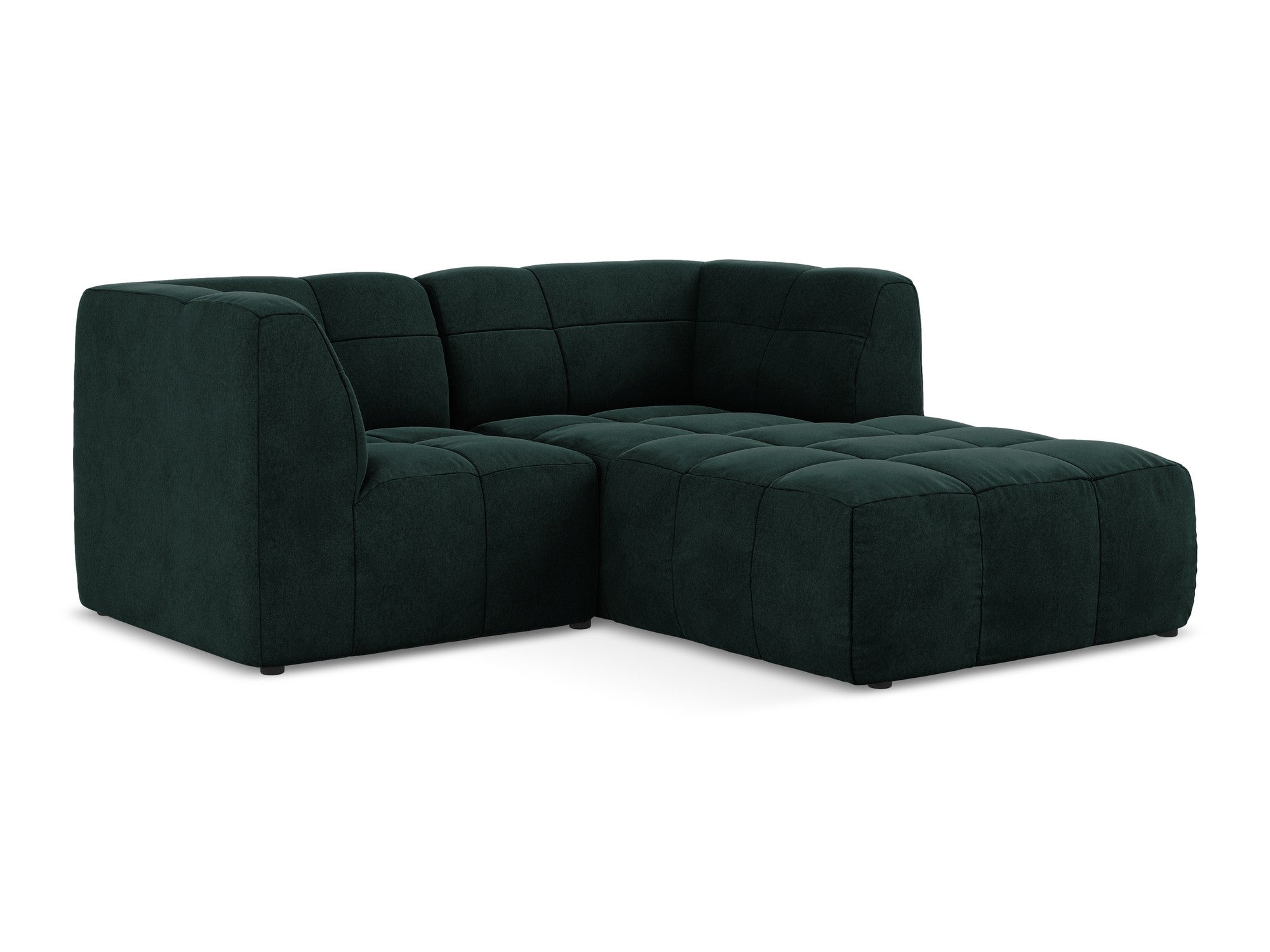 Modularer Samt-Ecksofa rechtsseitig für 2 Personen ALOHA graugrün