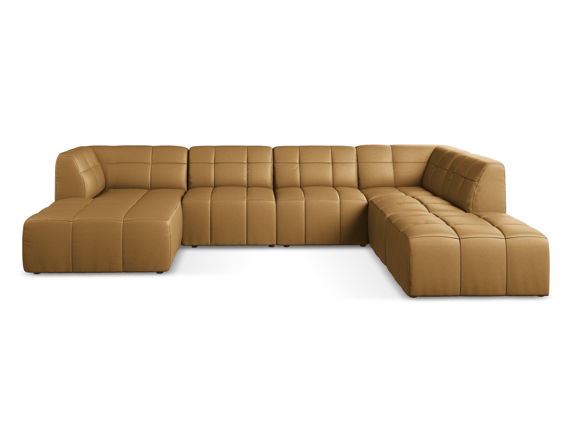 Modular panoramic corner sofa ALOHA in caramel eco-leather
