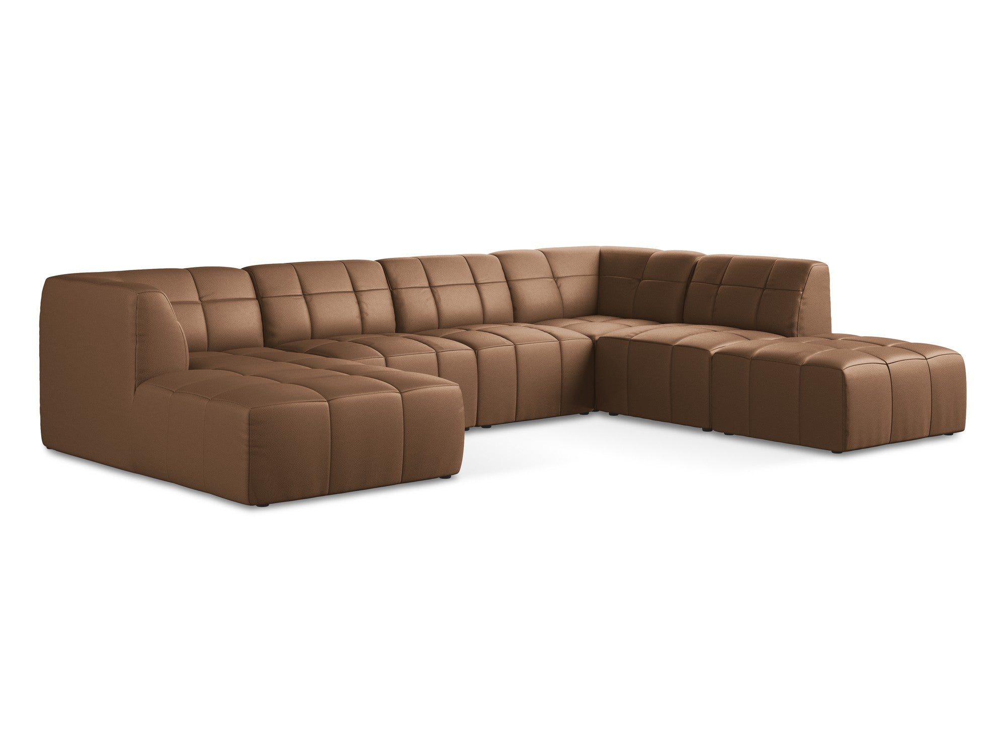 Modulaire panoramische hoekbank ALOHA chocolade ecologische leer