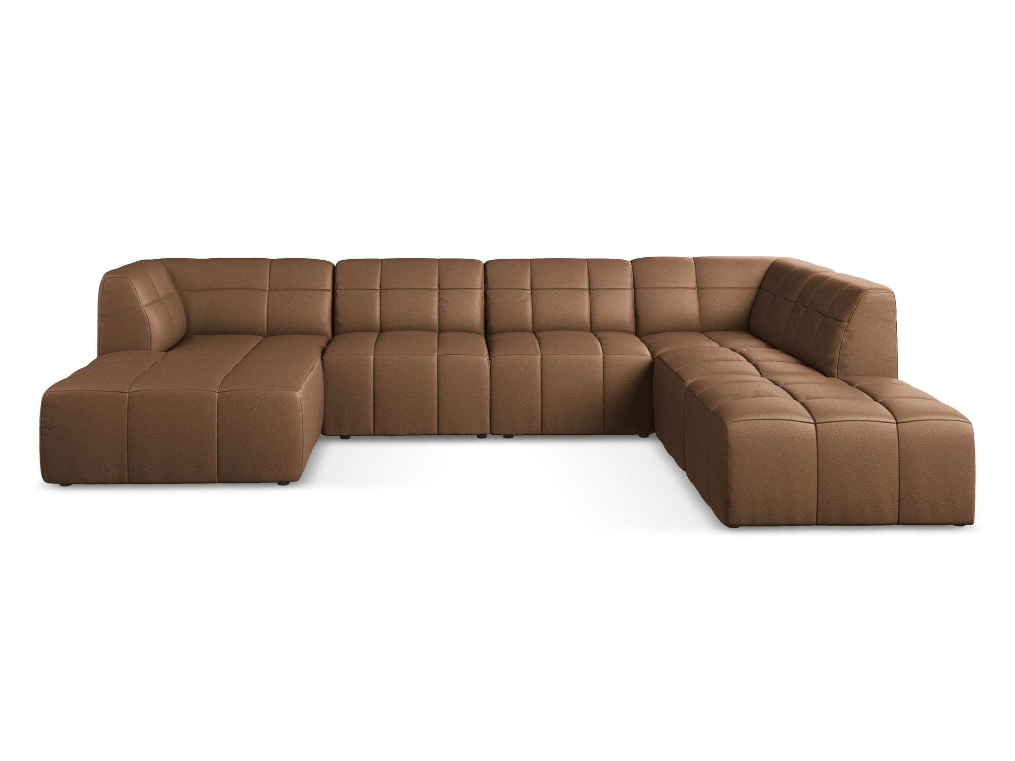 Modulaire panoramische hoekbank ALOHA chocolade ecologische leer