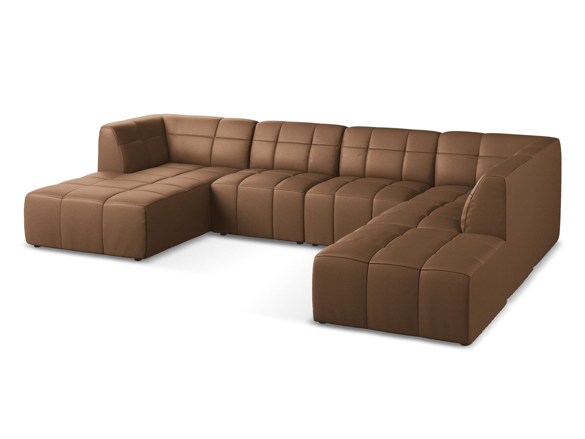 Modulaire panoramische hoekbank ALOHA chocolade ecologische leer