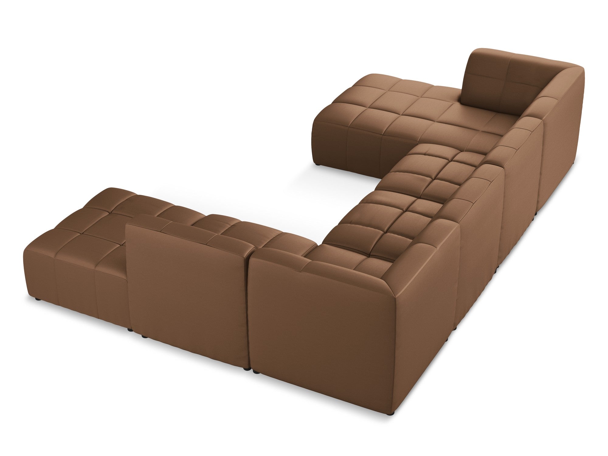 Modulaire panoramische hoekbank ALOHA chocolade ecologische leer