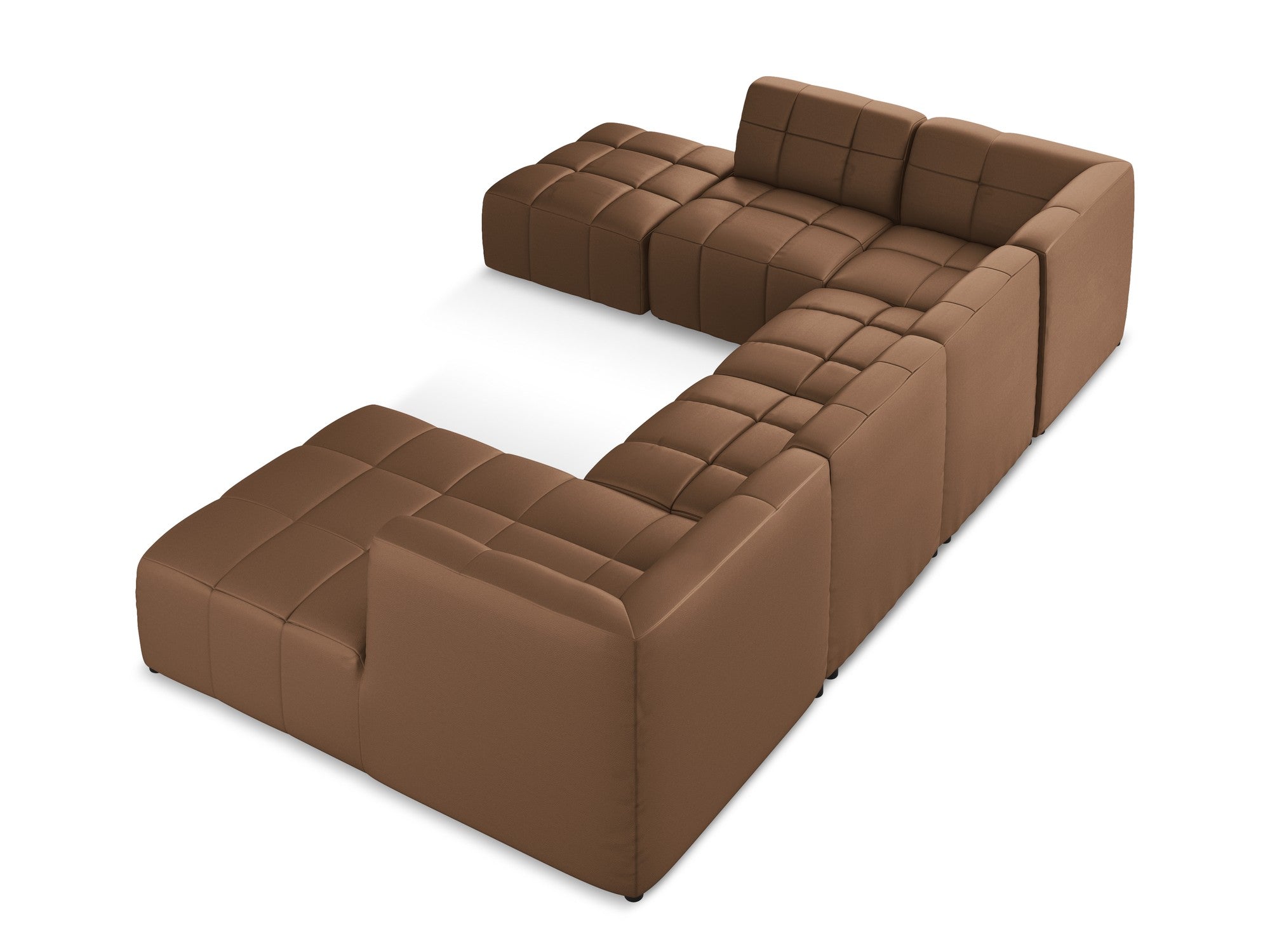 Modulaire panoramische hoekbank ALOHA chocolade ecologische leer