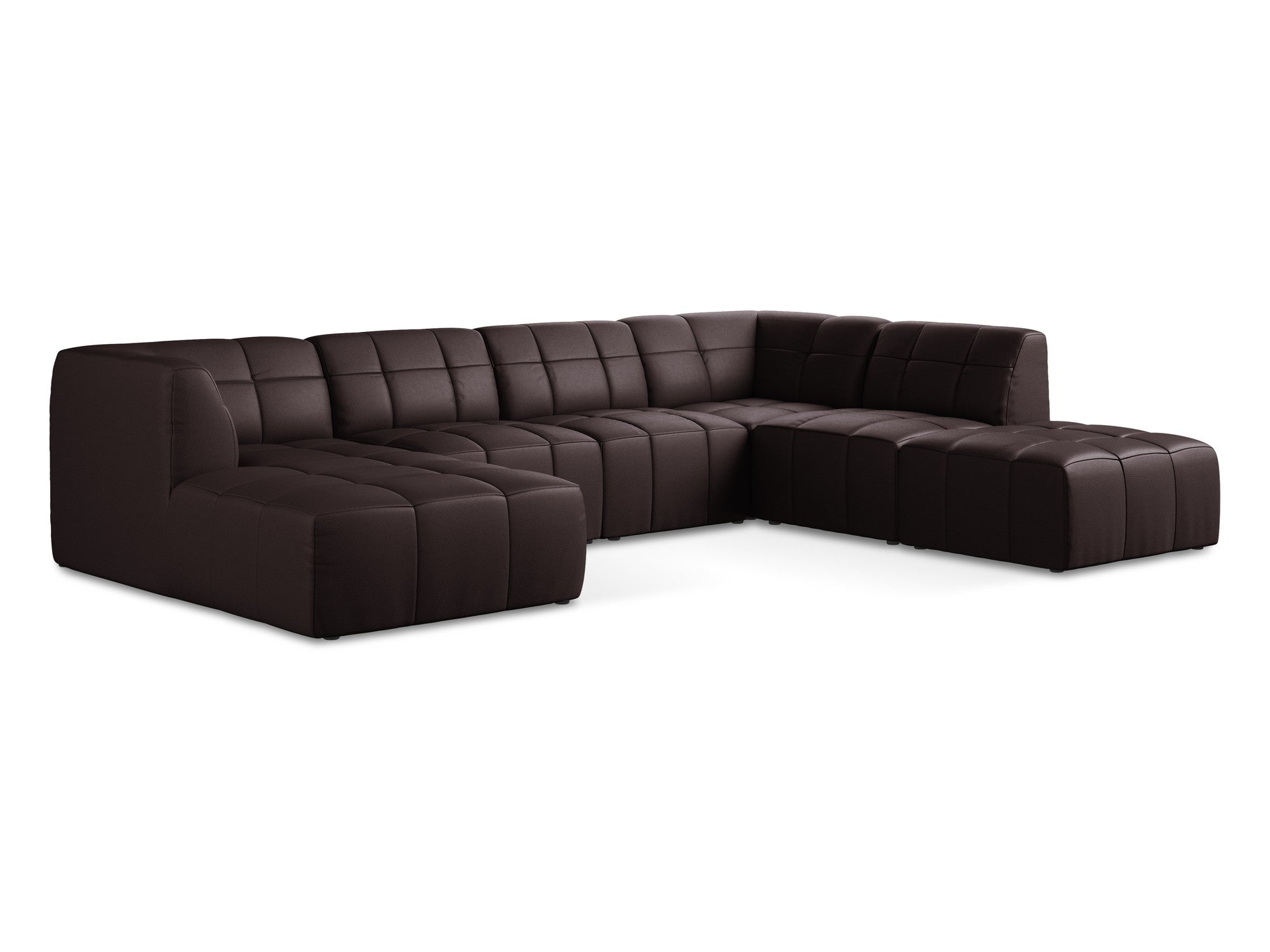 Modulaire panoramische hoekbank ALOHA pruimenkleurig ecologisch leer