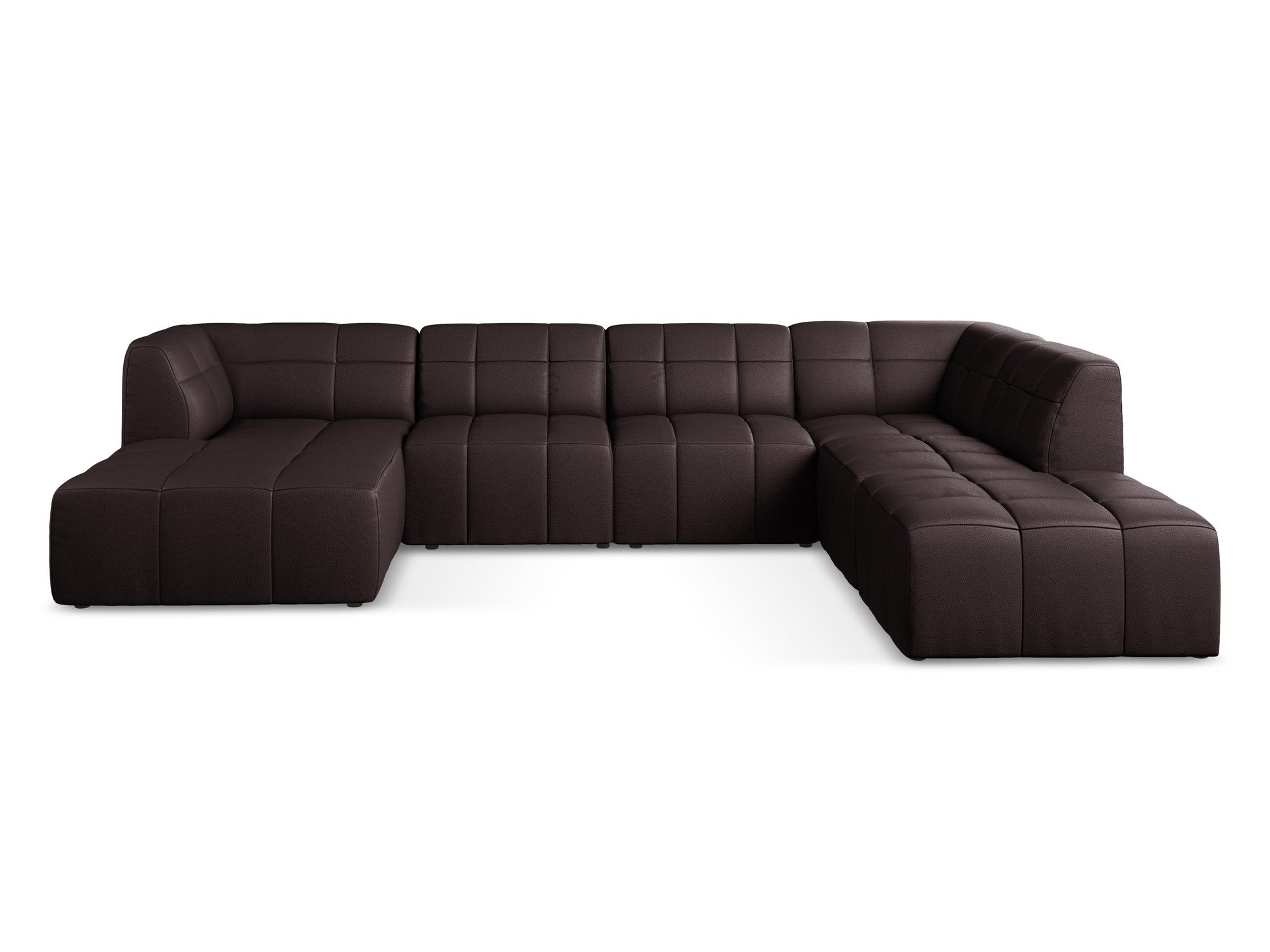 Modulaire panoramische hoekbank ALOHA pruimenkleurig ecologisch leer