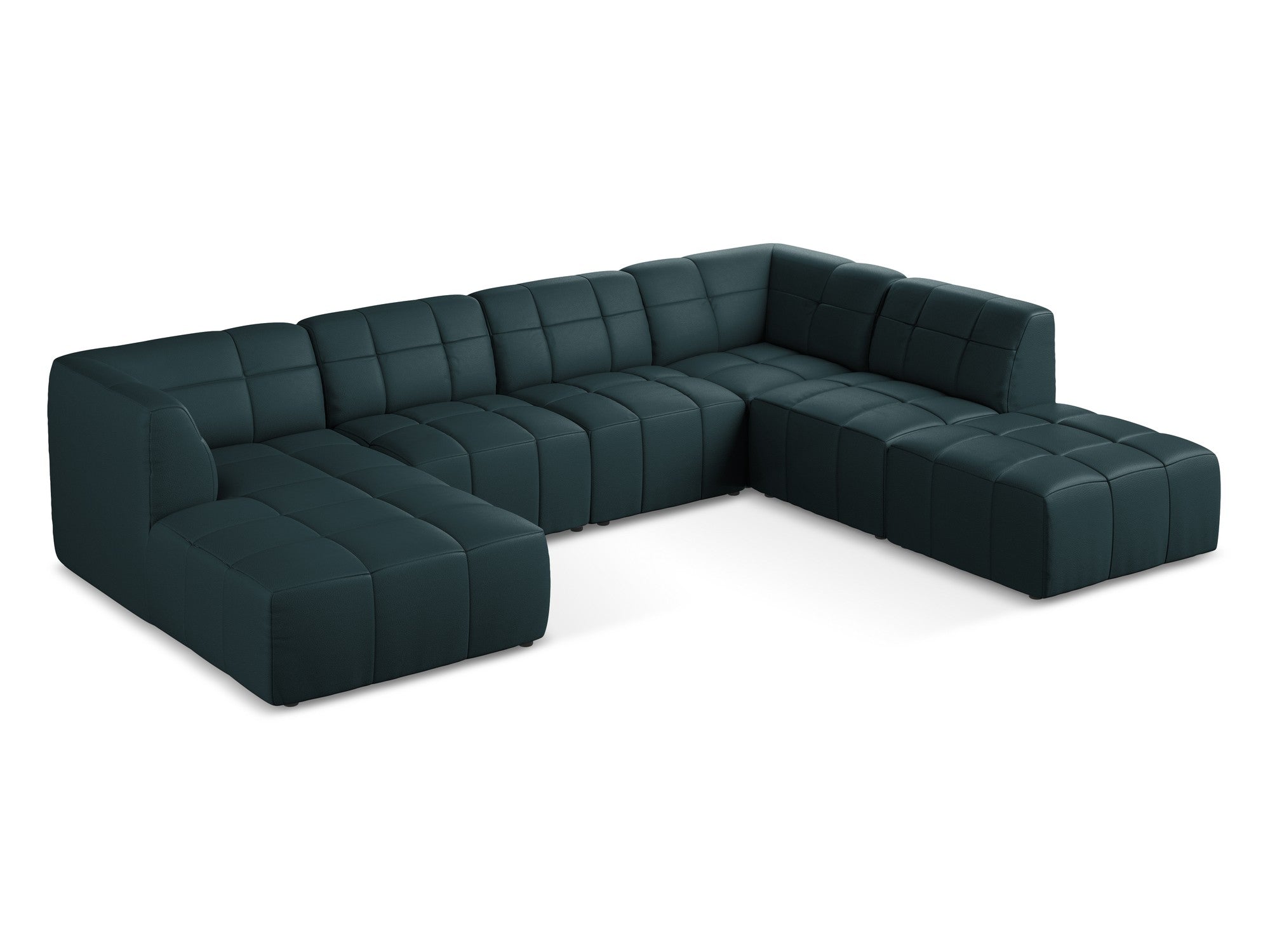 Modulaire panoramische hoekbank ALOHA zeegroene ecologische leer