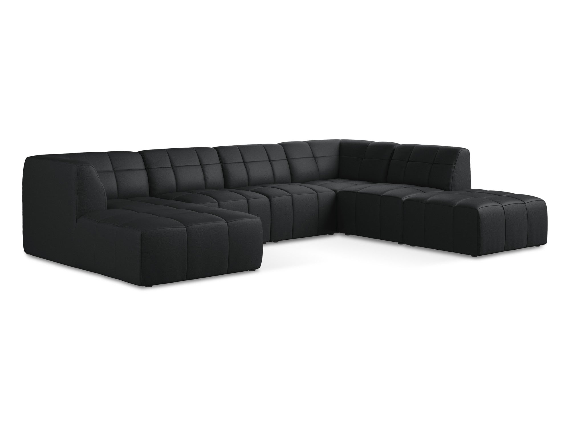 Modularer Panoramawinkelsofa ALOHA aus schwarzem Kunstleder