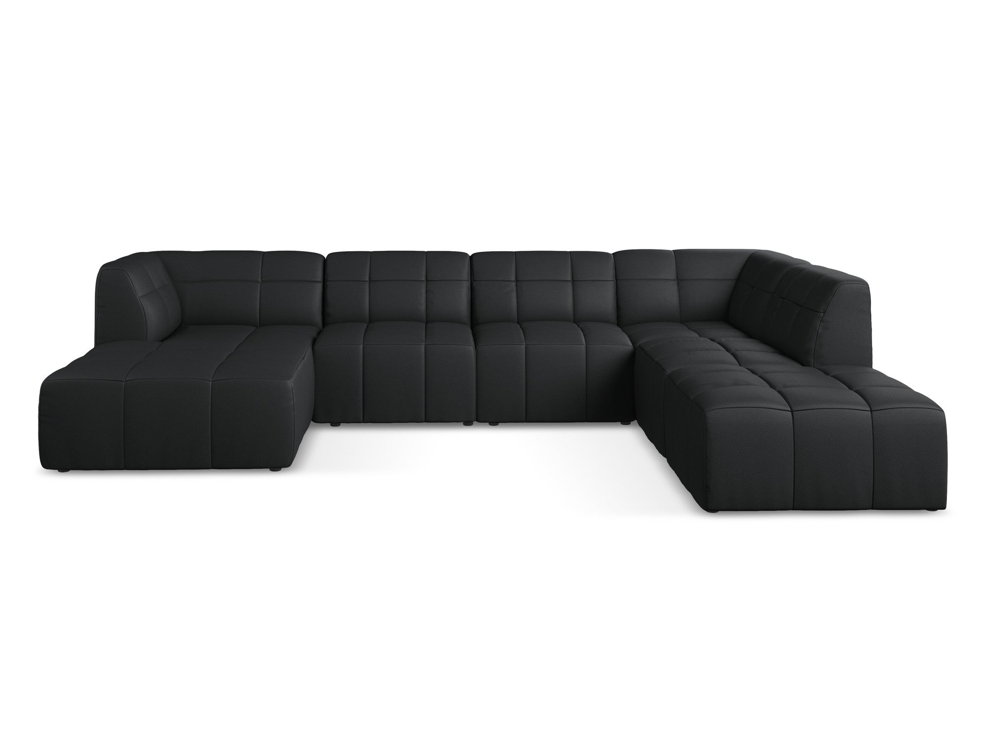 Modularer Panoramawinkelsofa ALOHA aus schwarzem Kunstleder