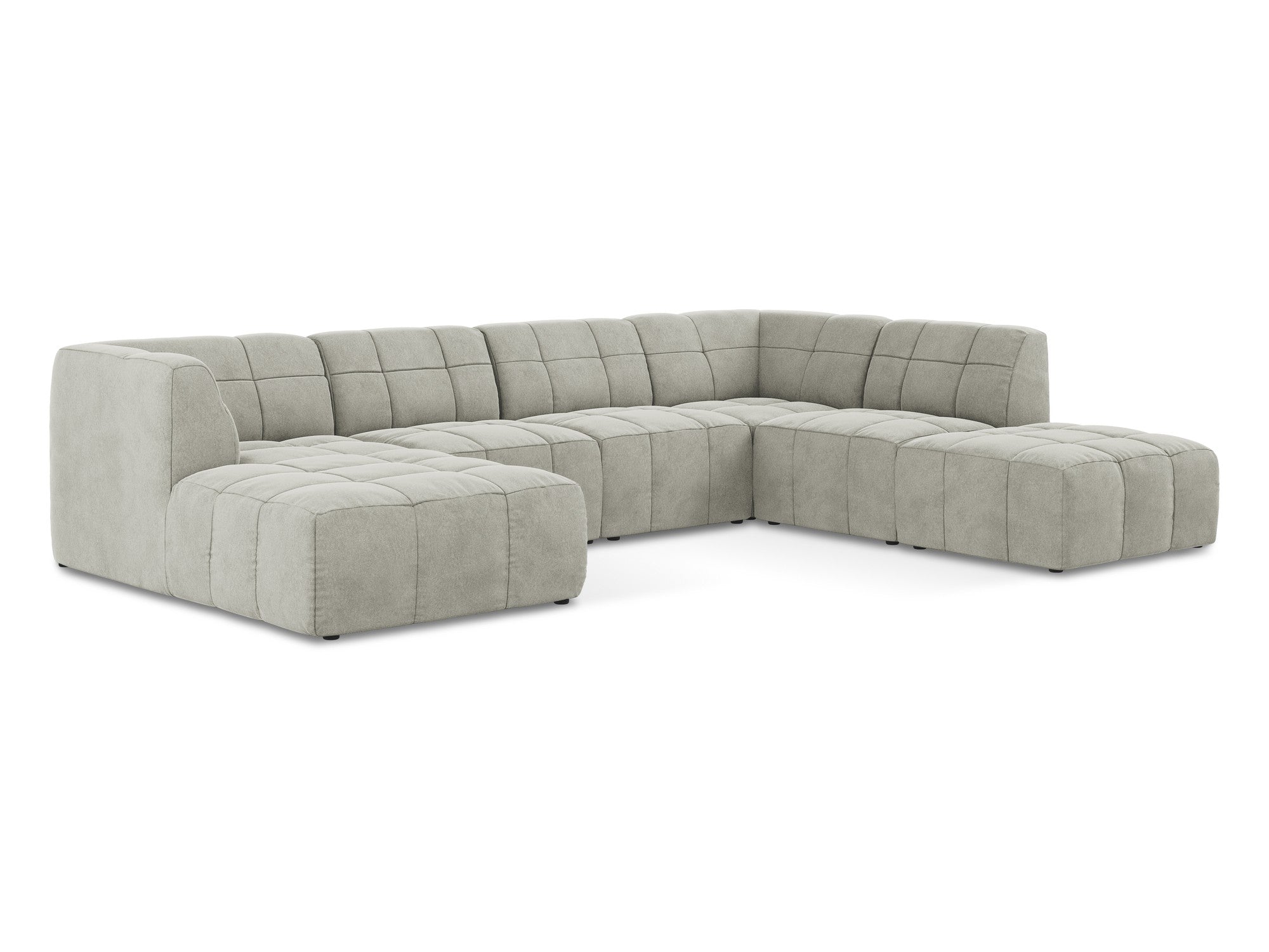 Modular Panoramic Velvet Corner Sofa ALOHA Light Gray