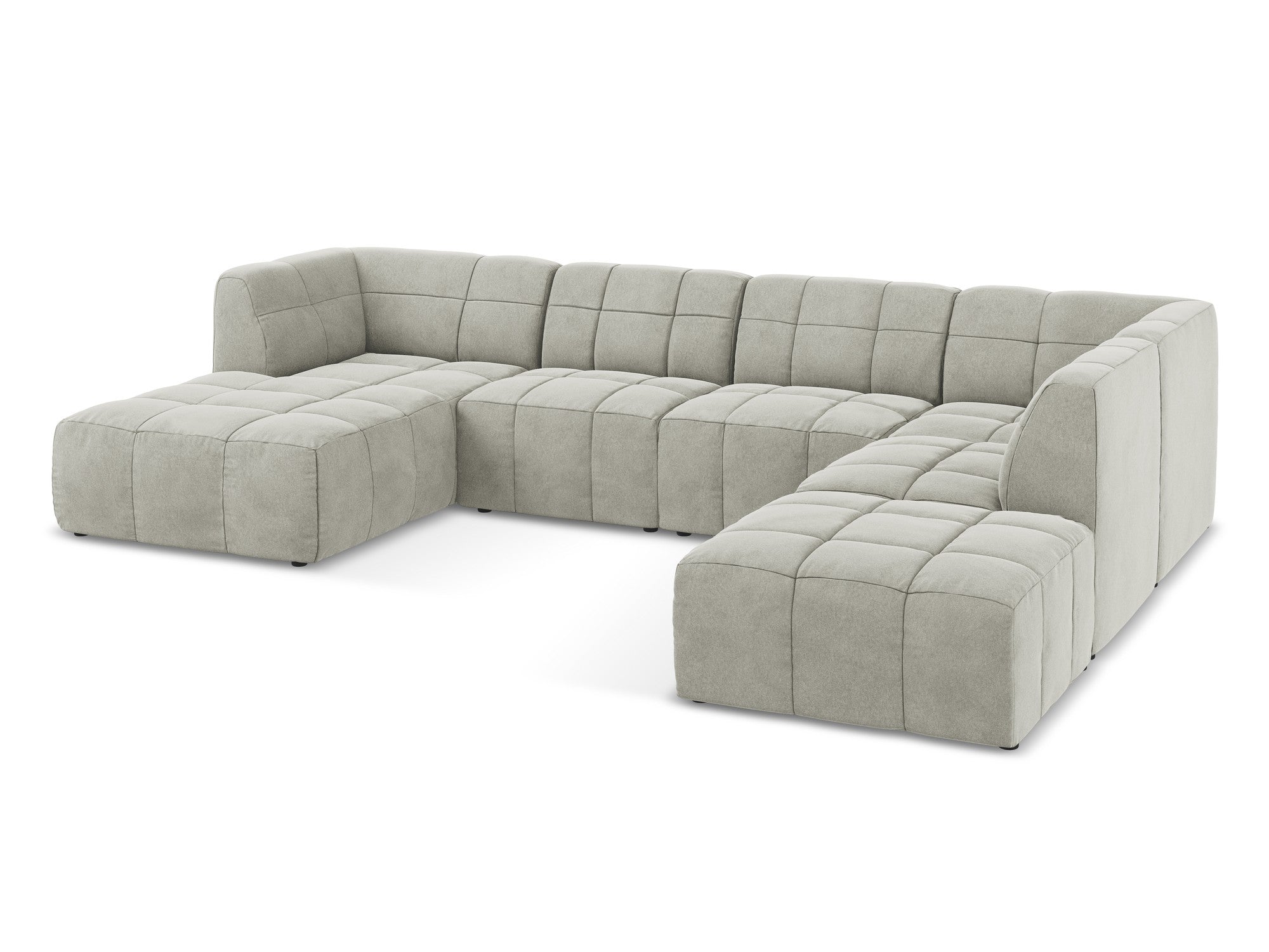 Modular Panoramic Velvet Corner Sofa ALOHA Light Gray