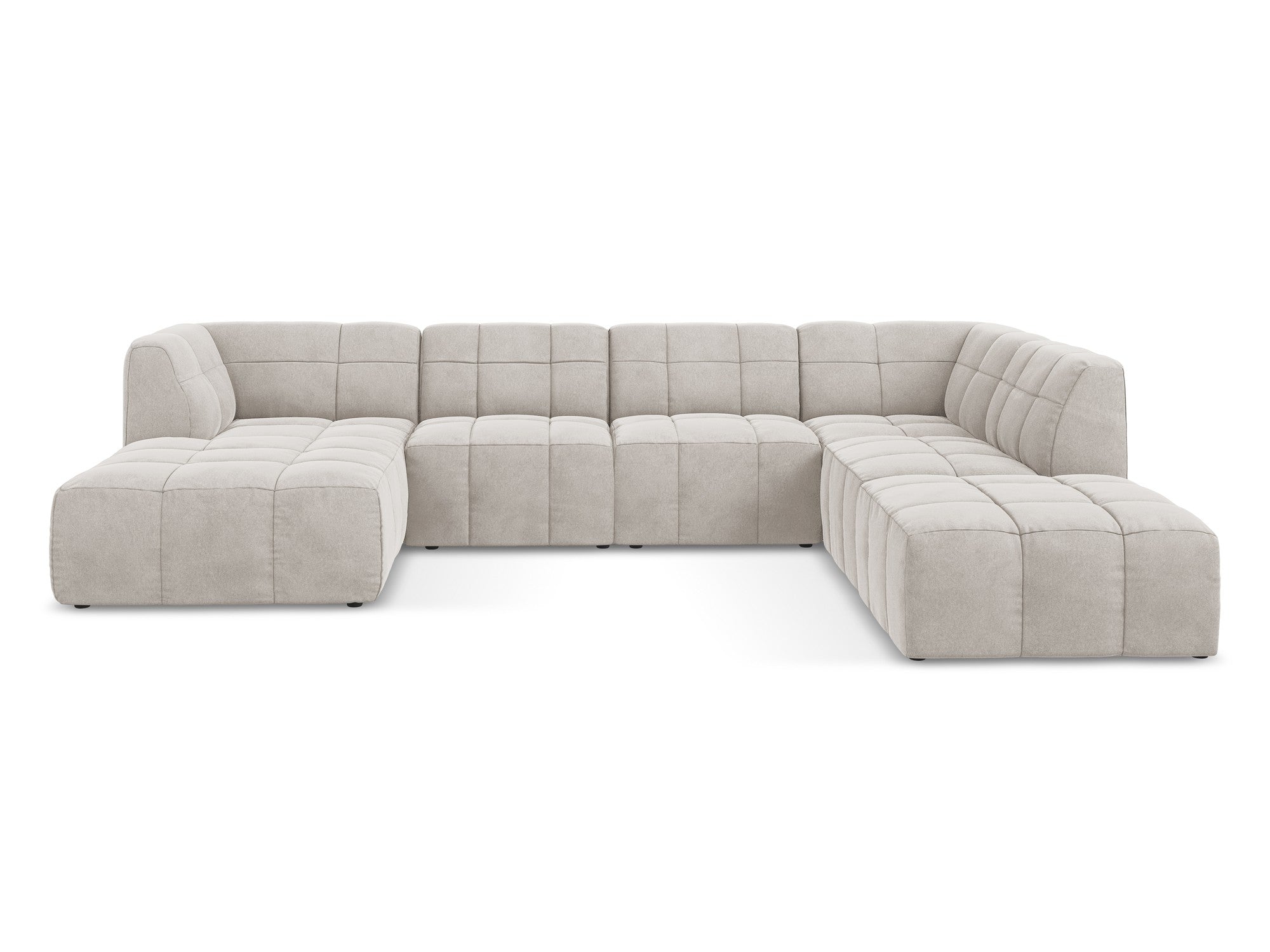 Modularer panoramischer Samt-Ecksofa ALOHA hellbeige