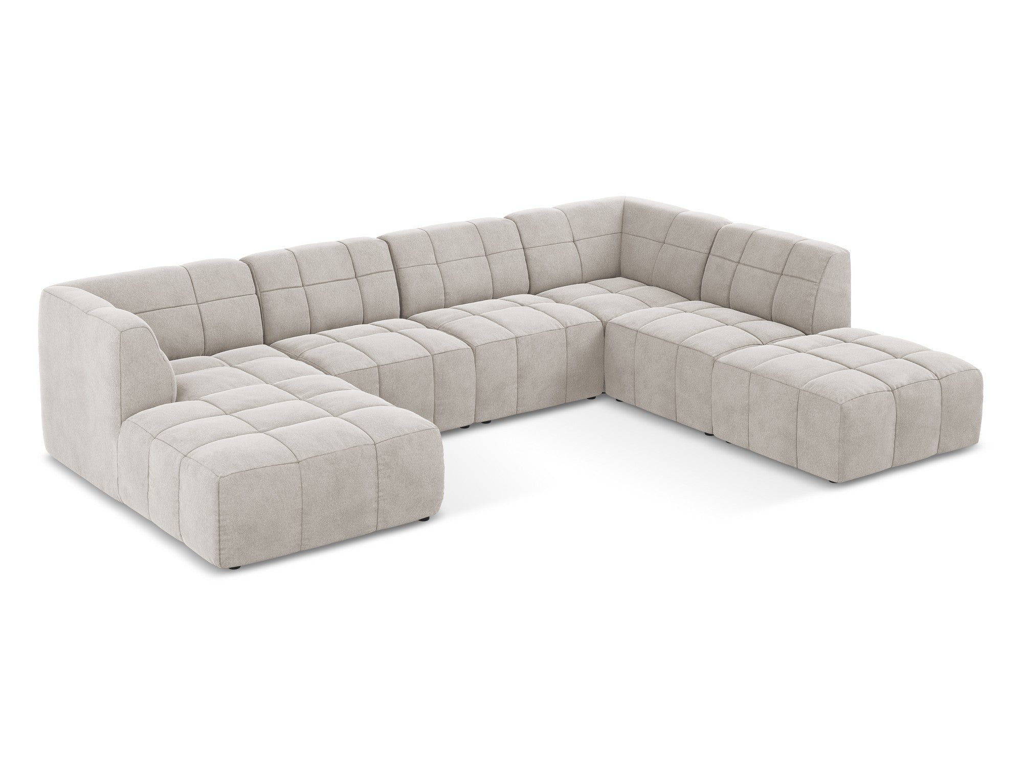 Modularer panoramischer Samt-Ecksofa ALOHA hellbeige