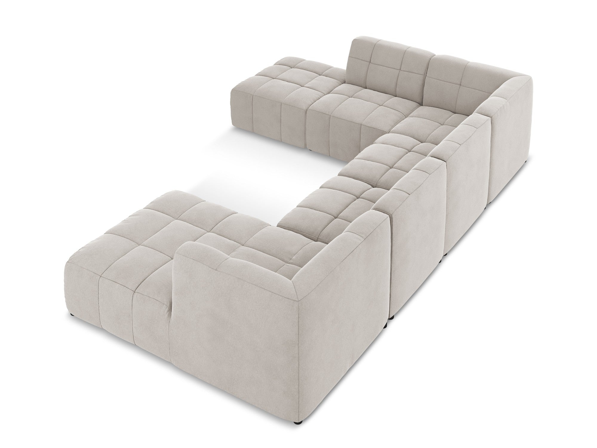 Modularer panoramischer Samt-Ecksofa ALOHA hellbeige